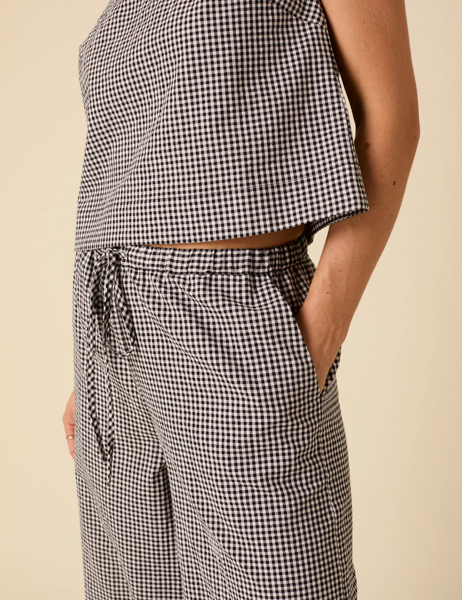 Black Gingham Relaxed Trousers - Image 4