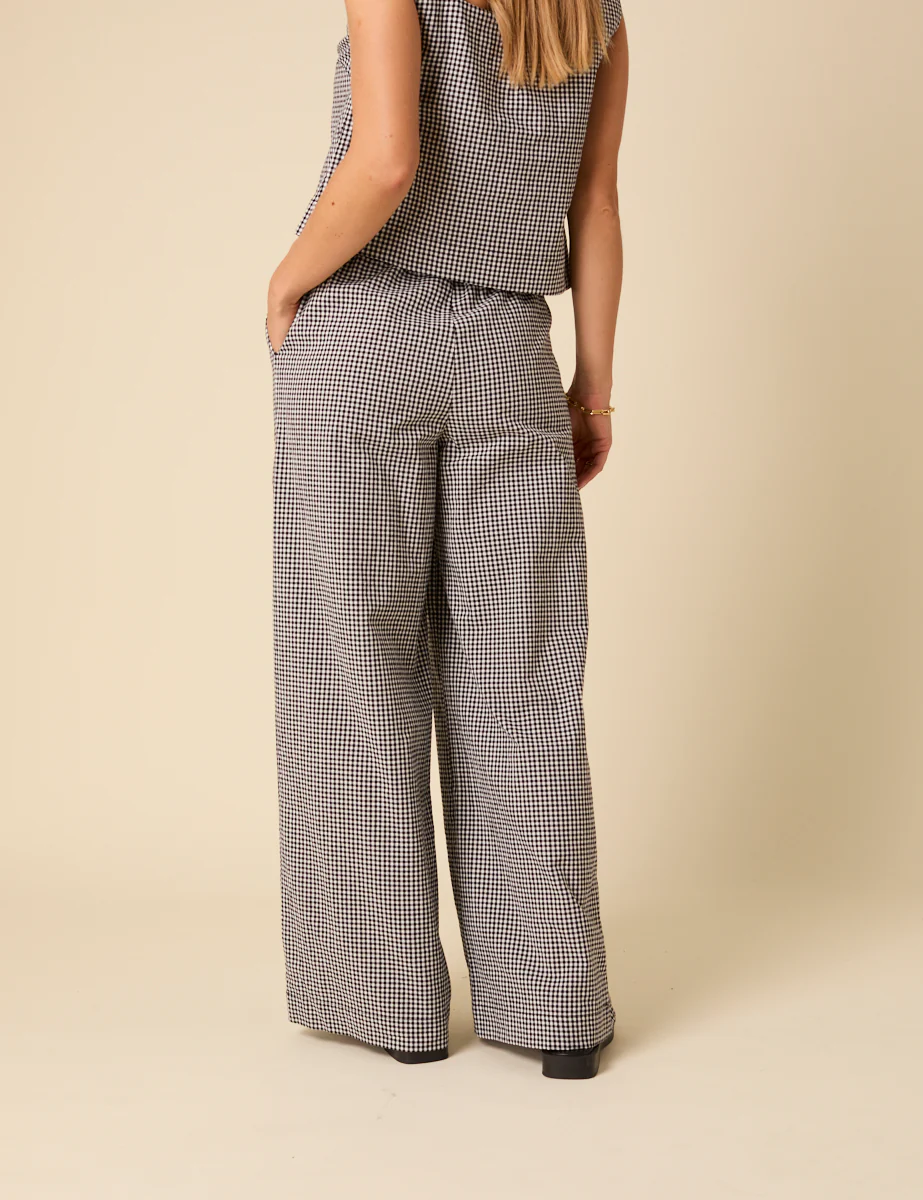 Black Gingham Relaxed Trousers - Image 5