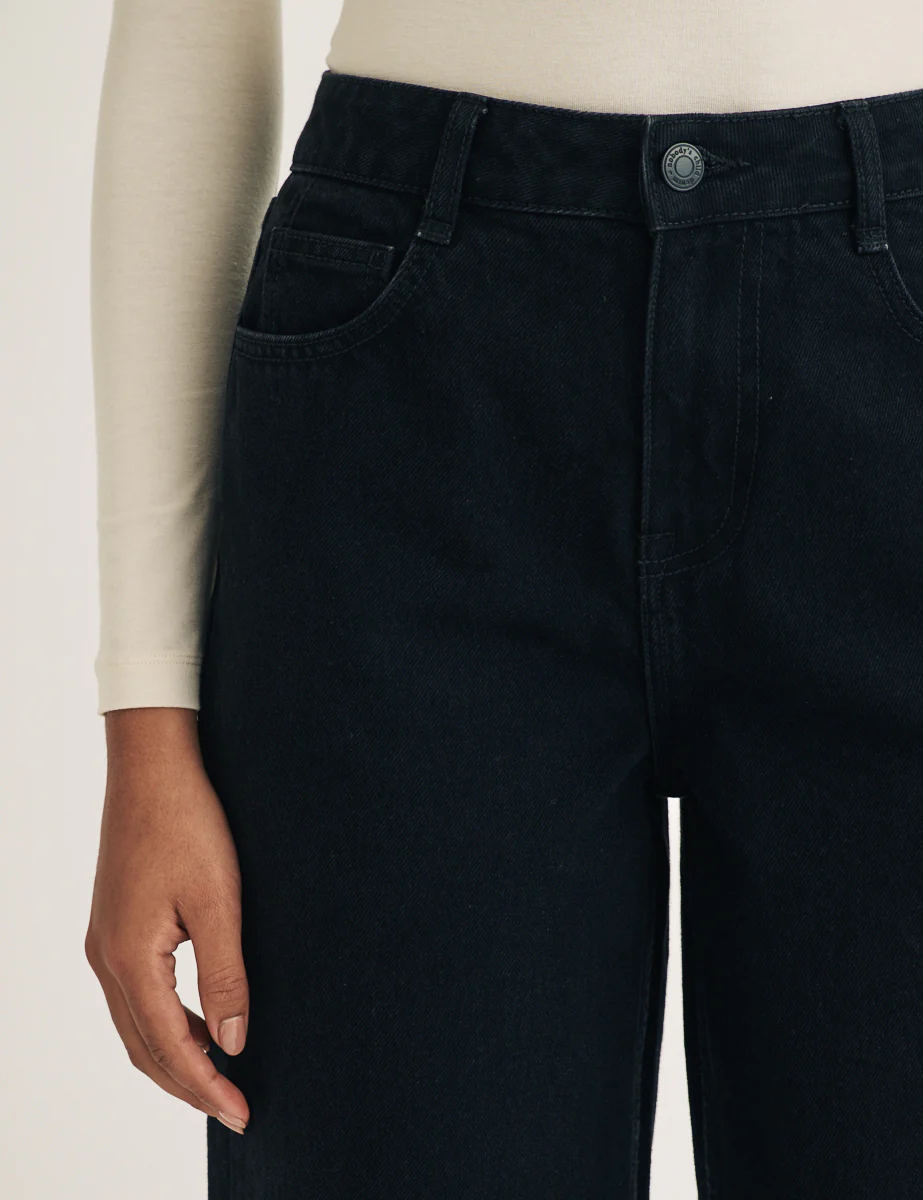 Black High Rise Wide Leg Jeans - Image 3