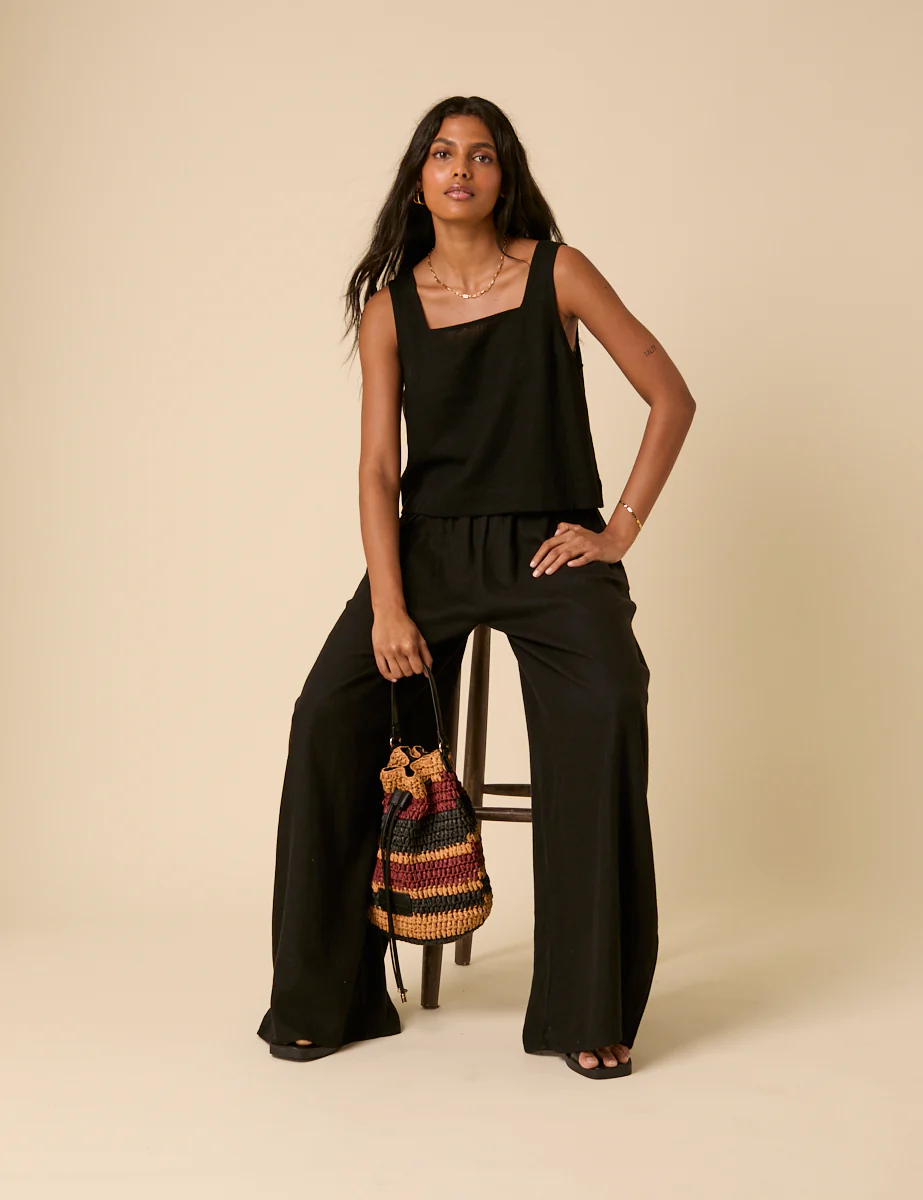 Black Linen-blend Swing Top - Image 3
