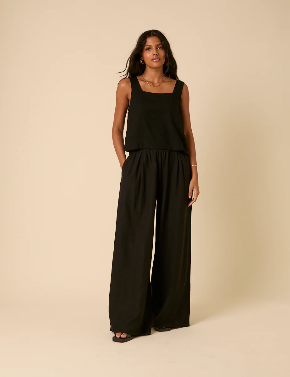 Black Linen-blend Swing Top - Image 5
