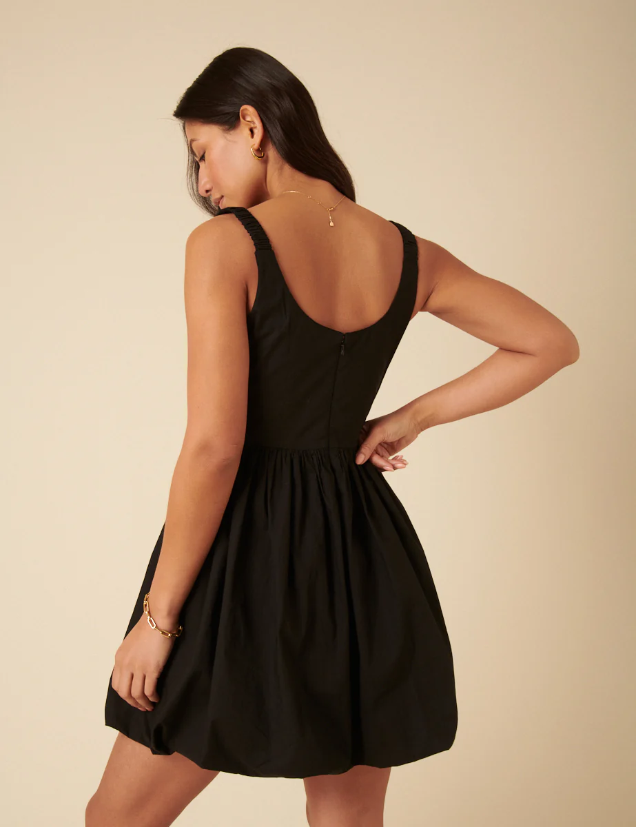 Black Loie Bubble Hem Mini Dress - Image 4