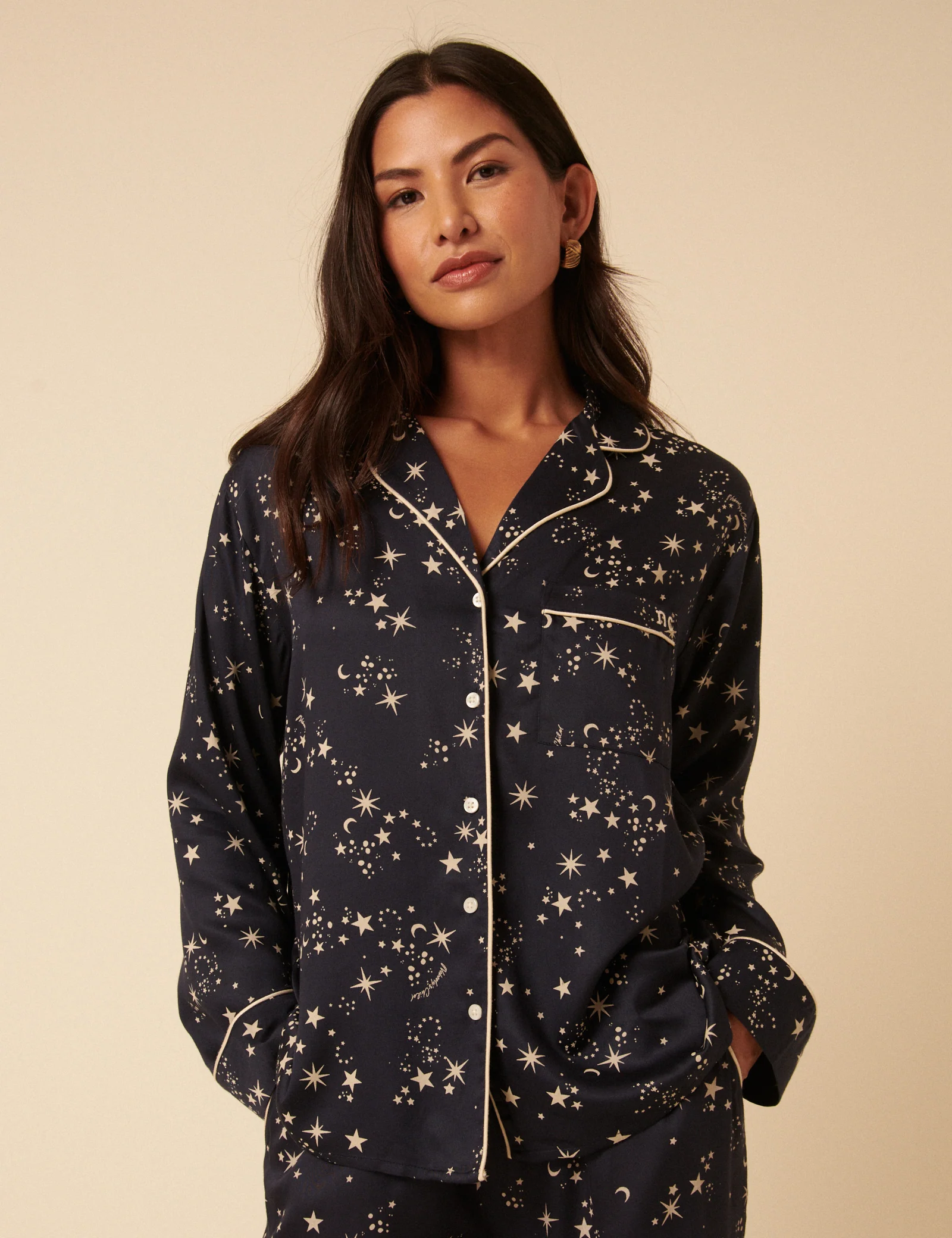 Black Moon & Star Printed Pyjama Set - Image 3