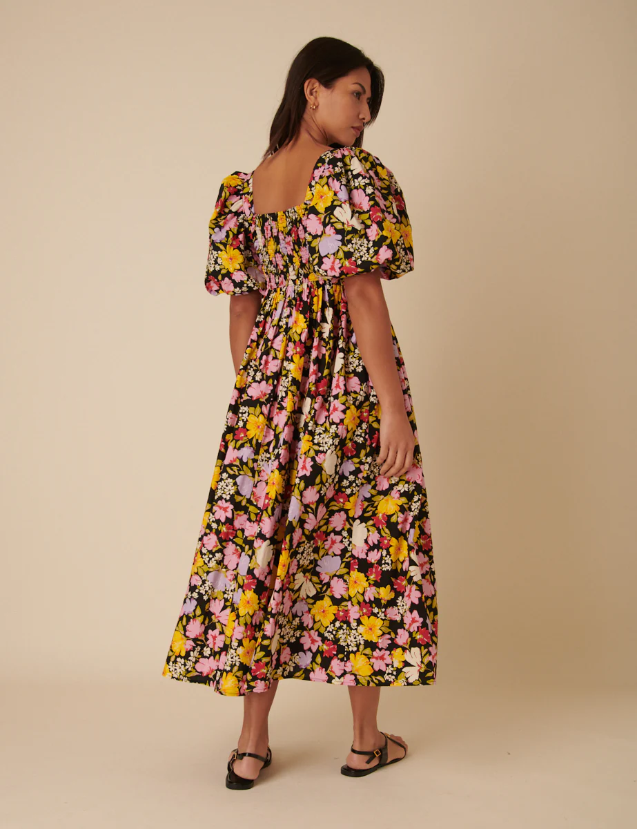 Black Floral Nova Midi Dress - Image 5
