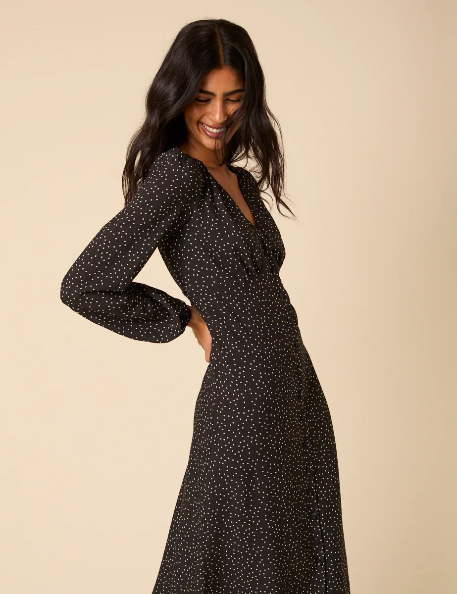 Black Polka Dot Kennedy Midi Dress - Image 2