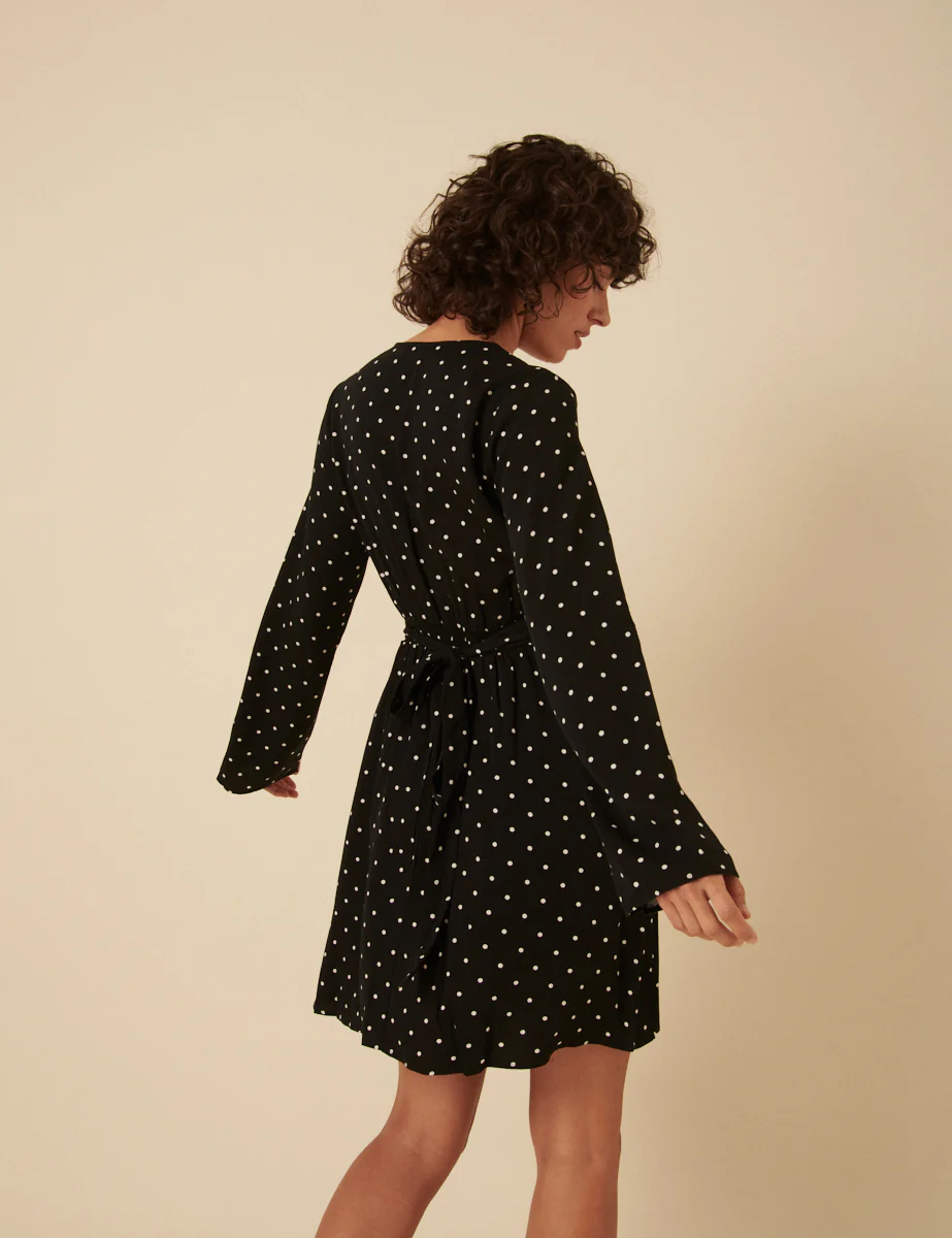 Black Polka Dot Lydia Mini Dress - Image 4