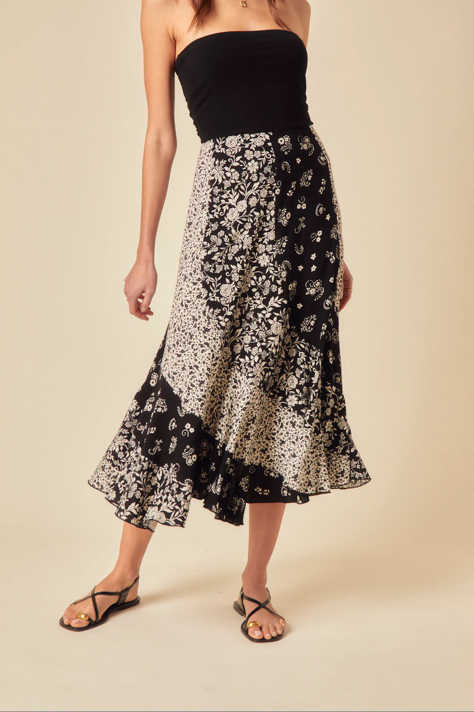 Black Printed Midi Skirt - Image 2