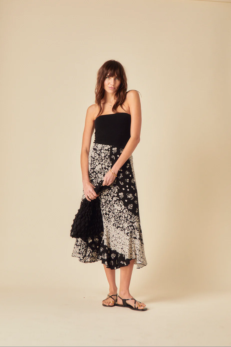 Black Printed Midi Skirt - Image 3