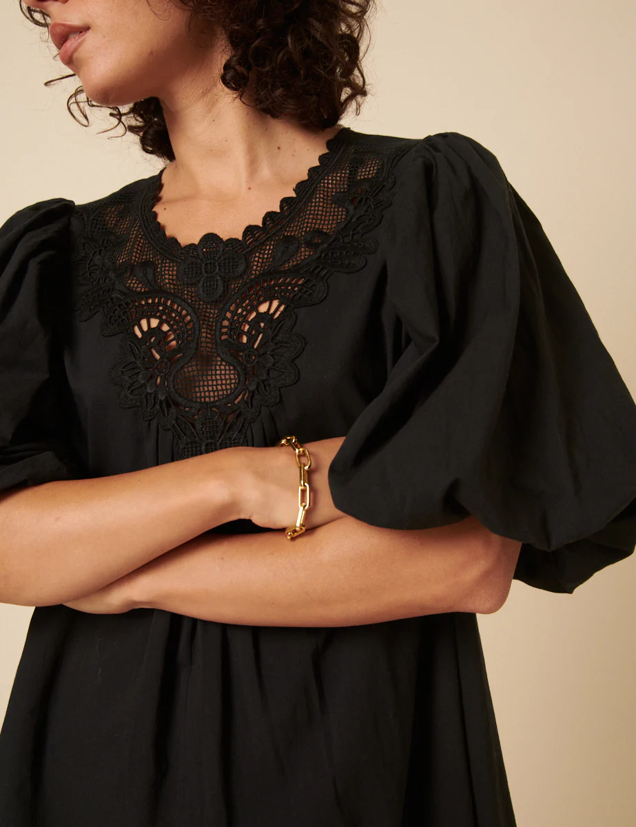 Black Tori Mini Smock Dress - Image 2