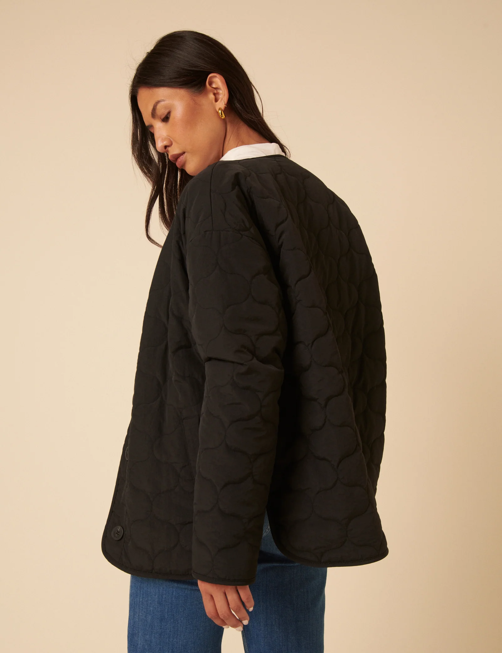 Black Reversible Borg Qulited Jacket - Image 5