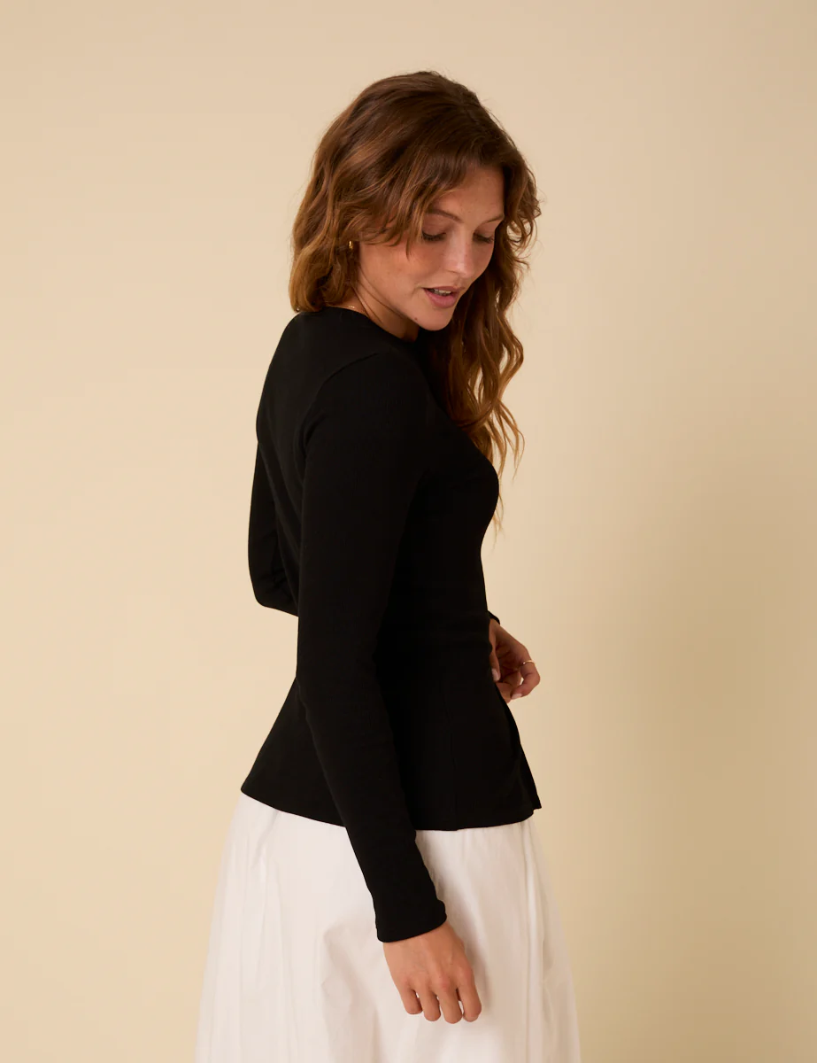 Black Ribbed Waistcoat Top - Image 5