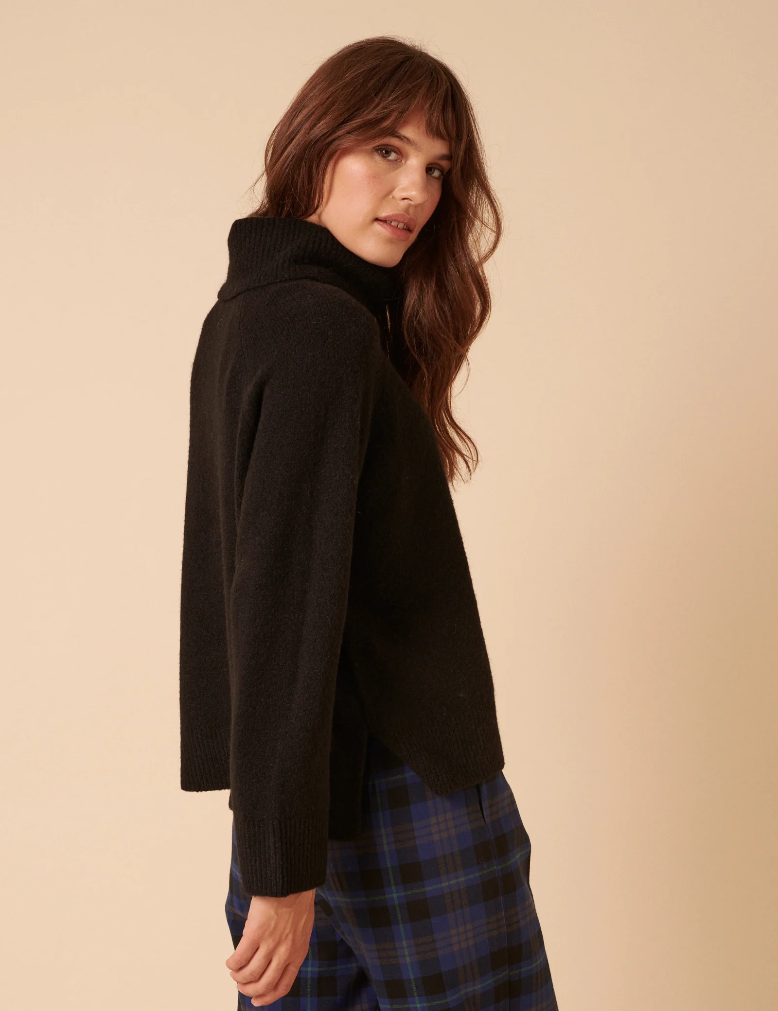 Black Roll Neck Relaxed Knitted Jumper - Image 3
