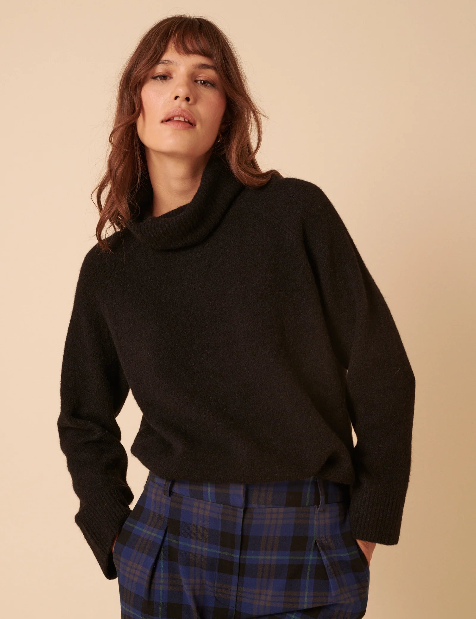 Black Roll Neck Relaxed Knitted Jumper - Image 4