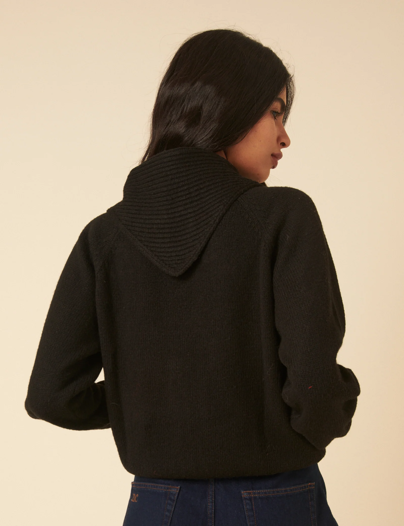Black Scarf Neck Cardigan - Image 5