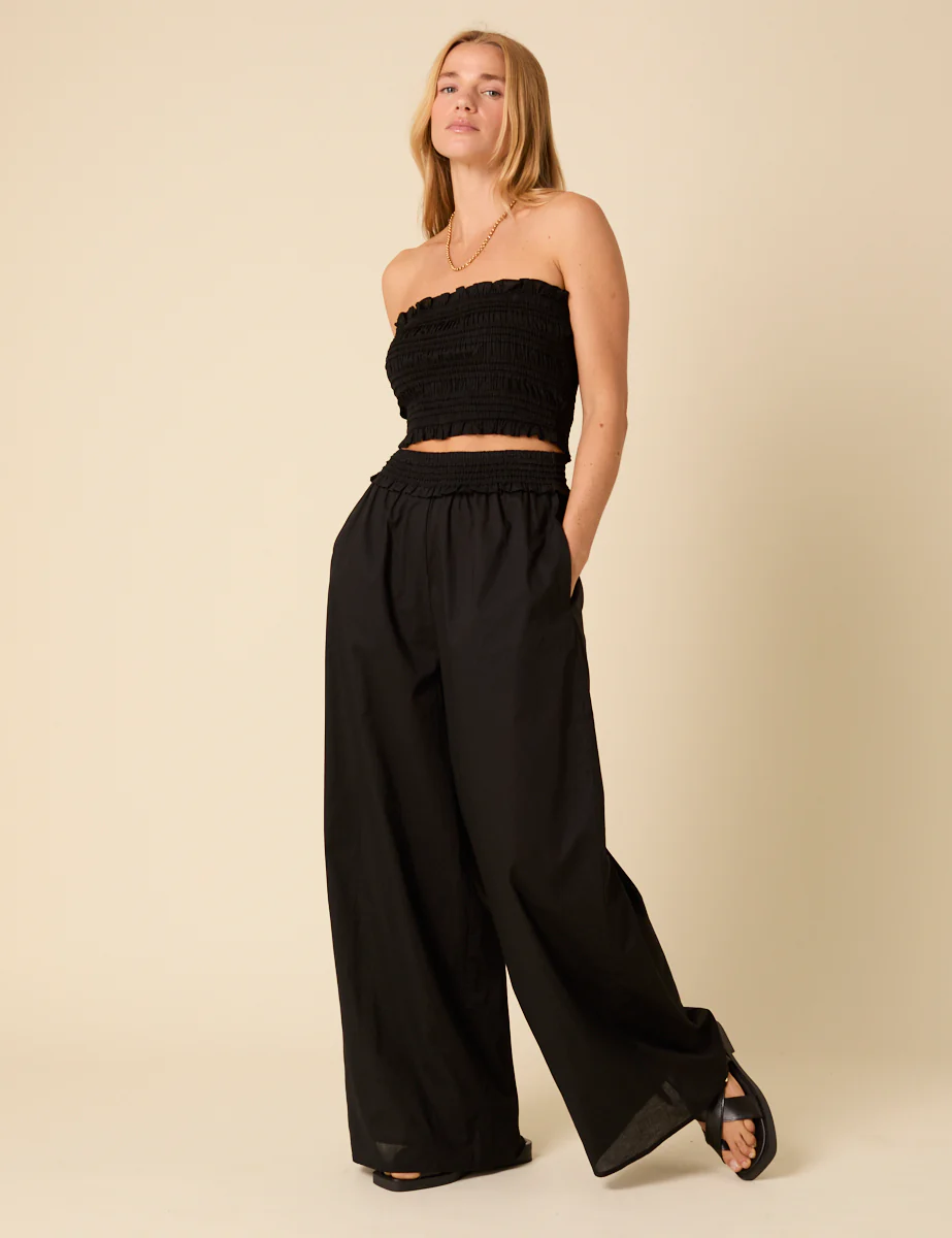 Black Shirred Bandeau Top - Image 4