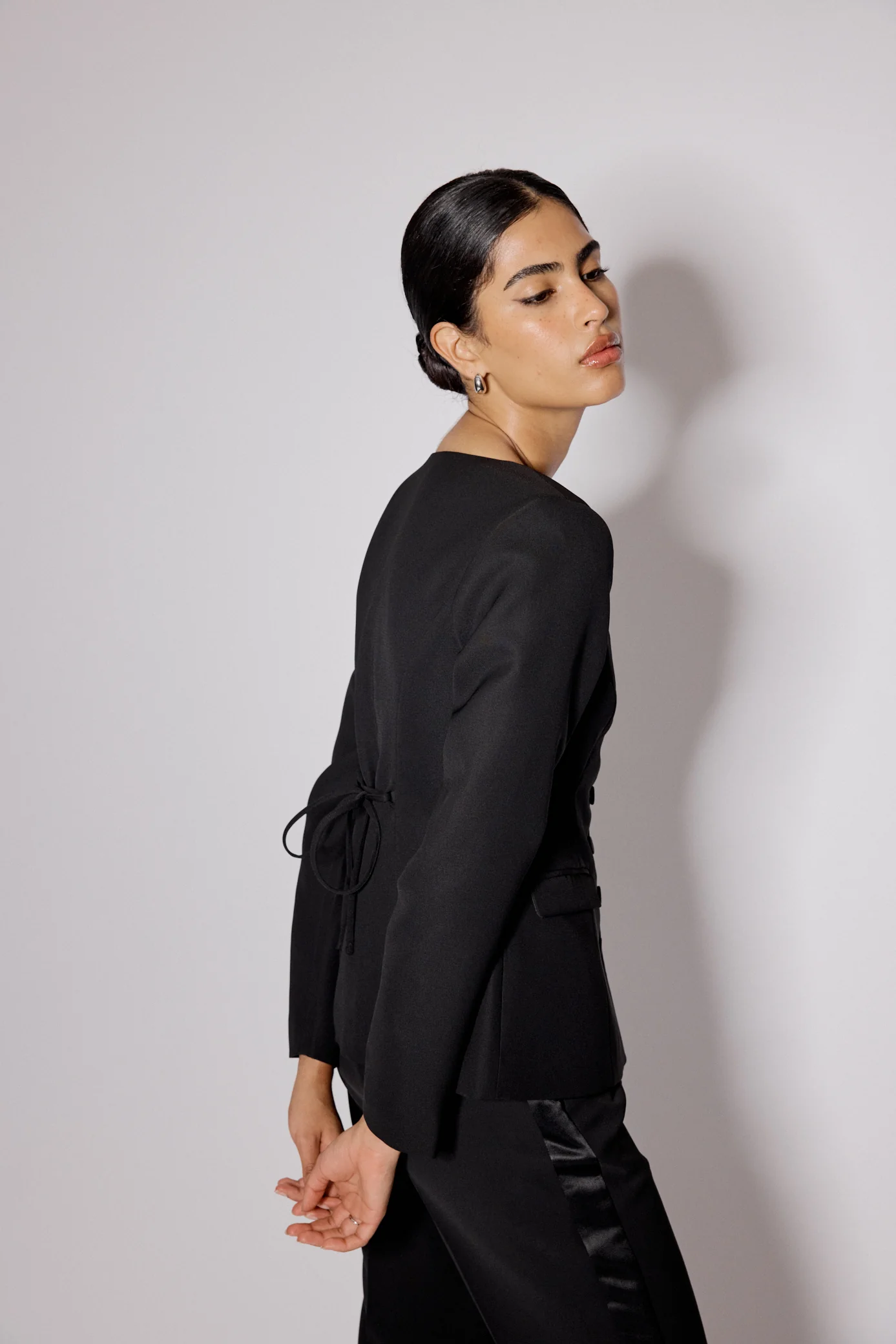 Black Square Neck Tailored Top - Image 3