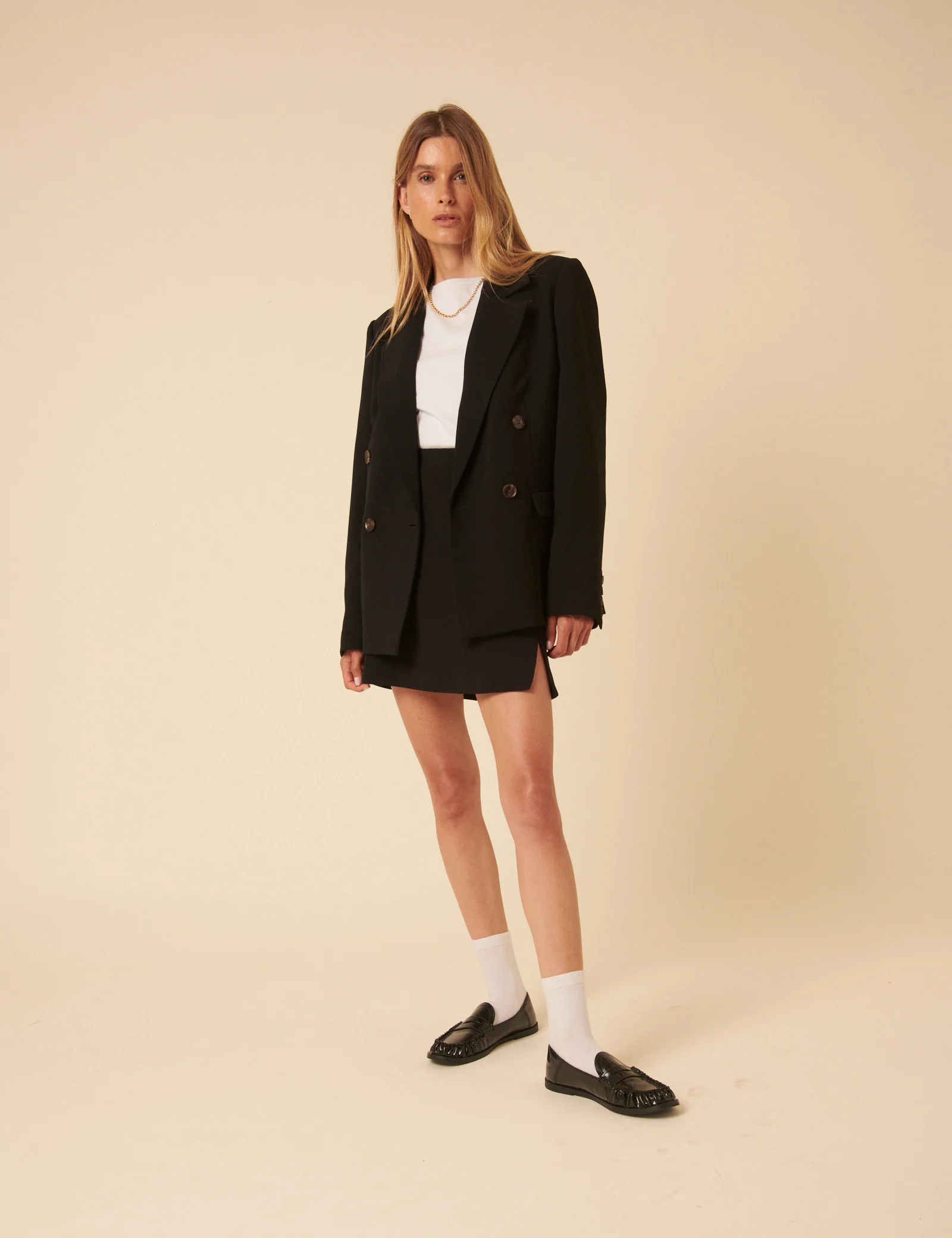 Black Tailored Mini Skirt