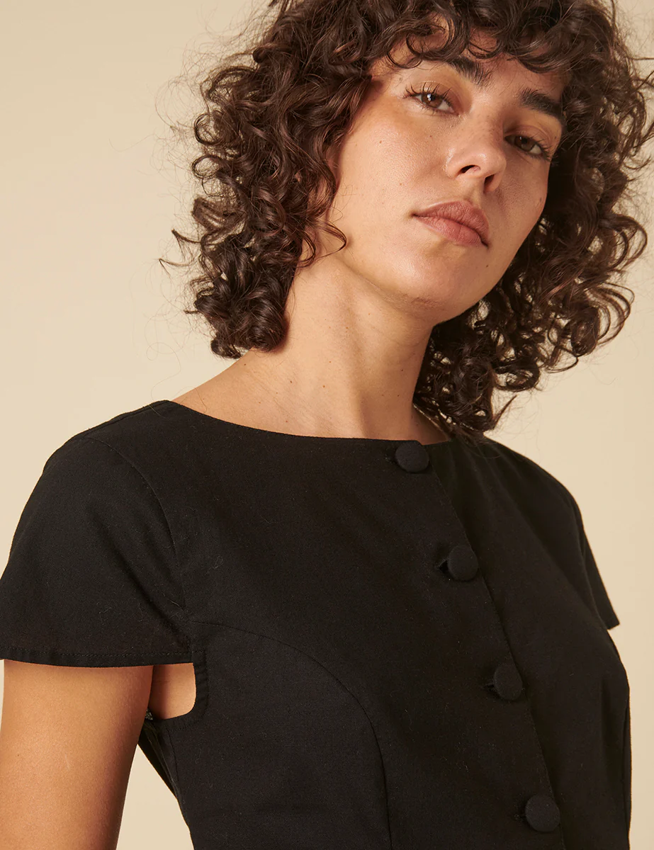 Black Tailored Pleated Blouse - Image 2