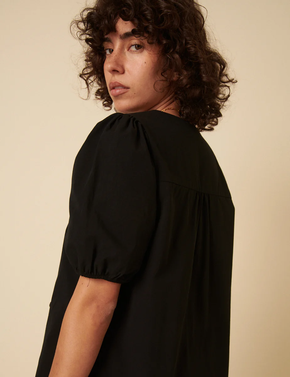Black Tie-Front Bernadetta Blouse - Image 4