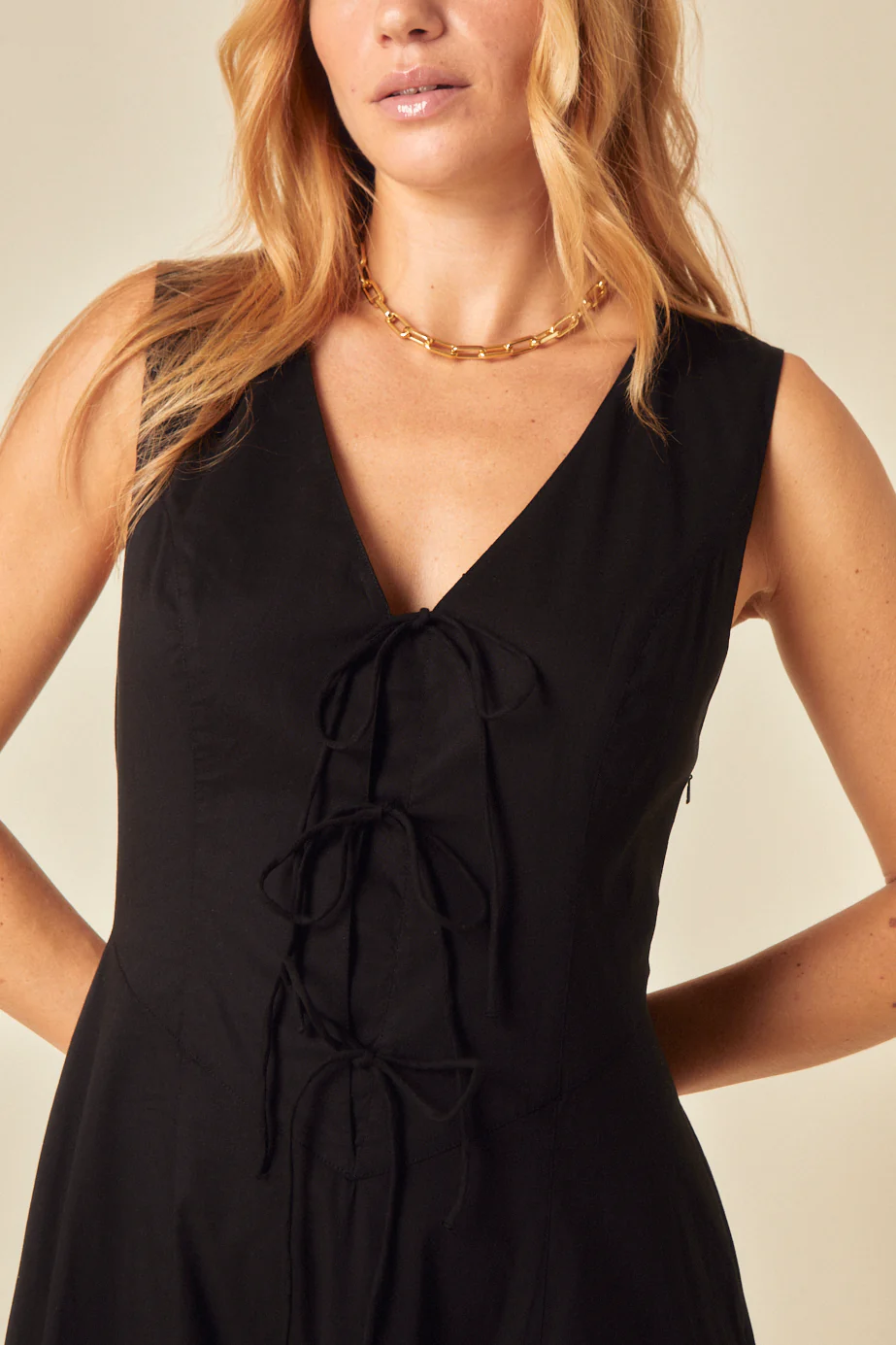Black Tie Front Terra Midi Dress - Image 3