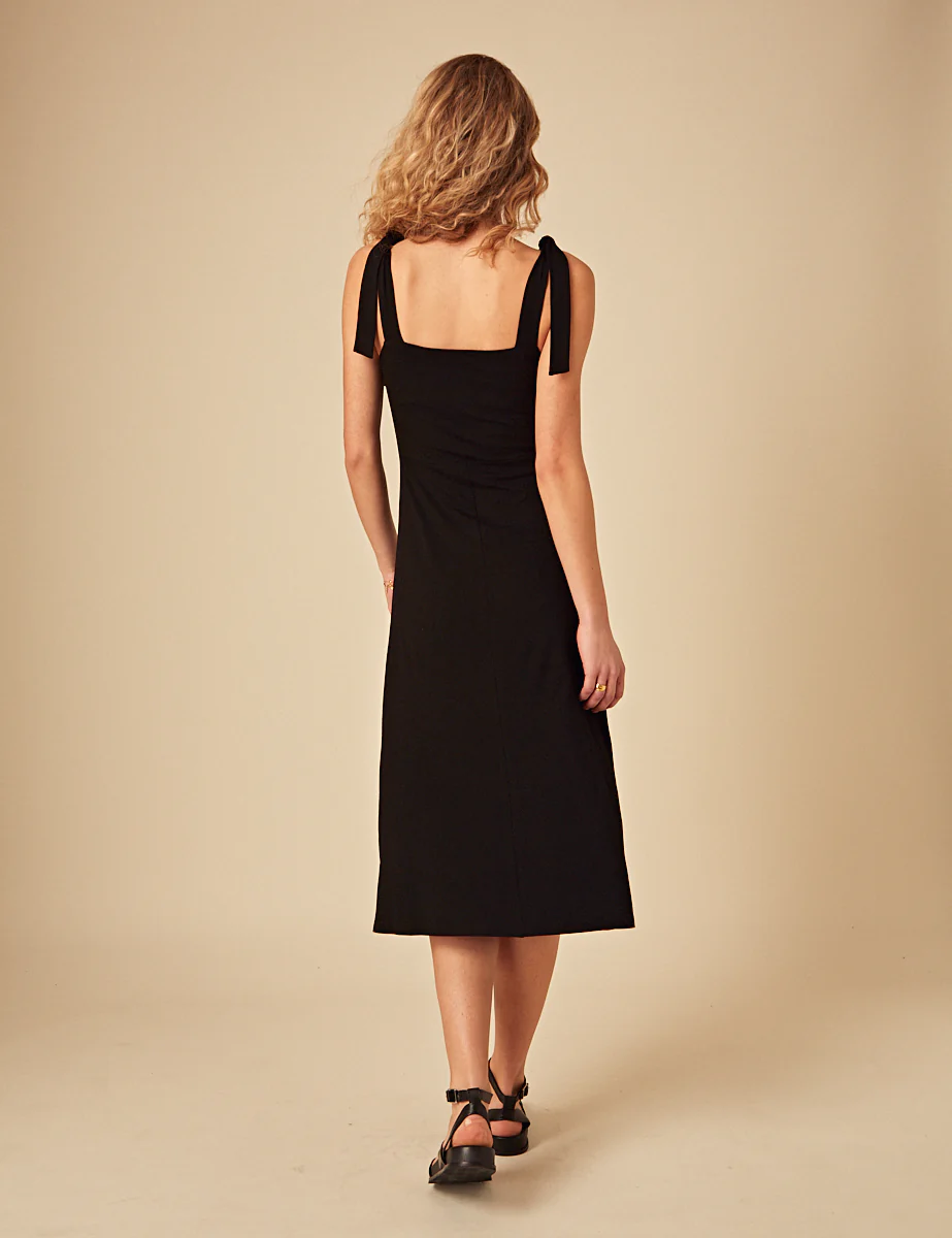Black Tie Shoulder Adrian Midi Dress - Image 3