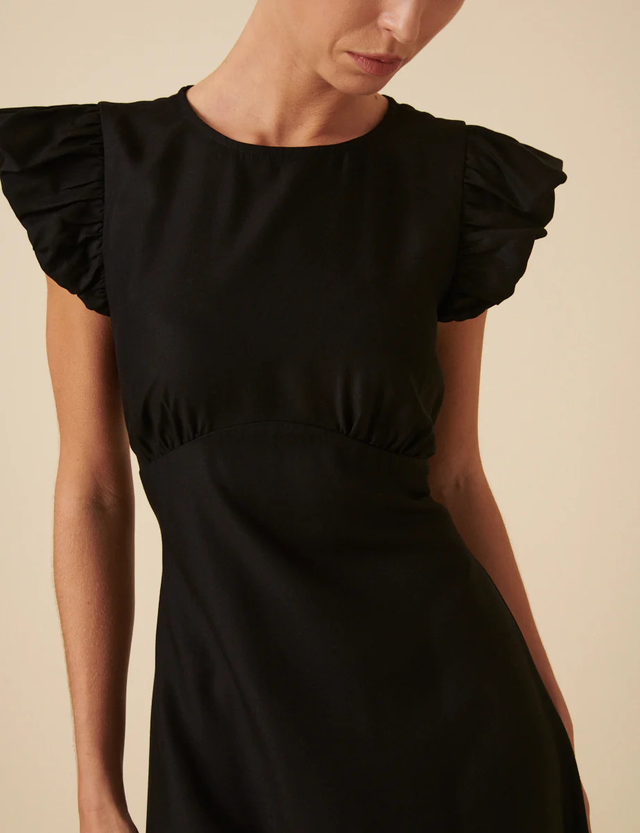 Black Tiered Clara Midi Dress - Image 2