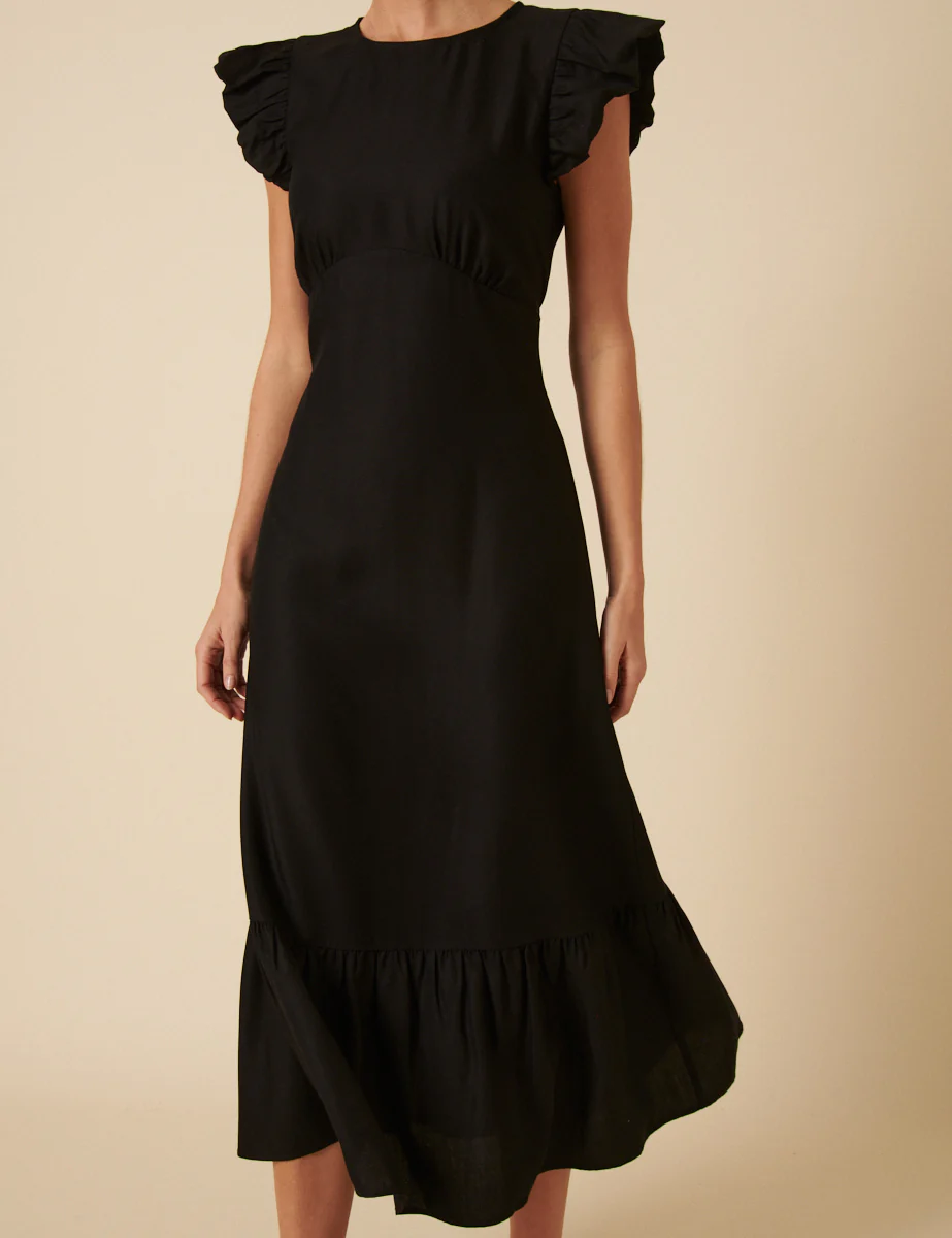 Black Tiered Clara Midi Dress - Image 3