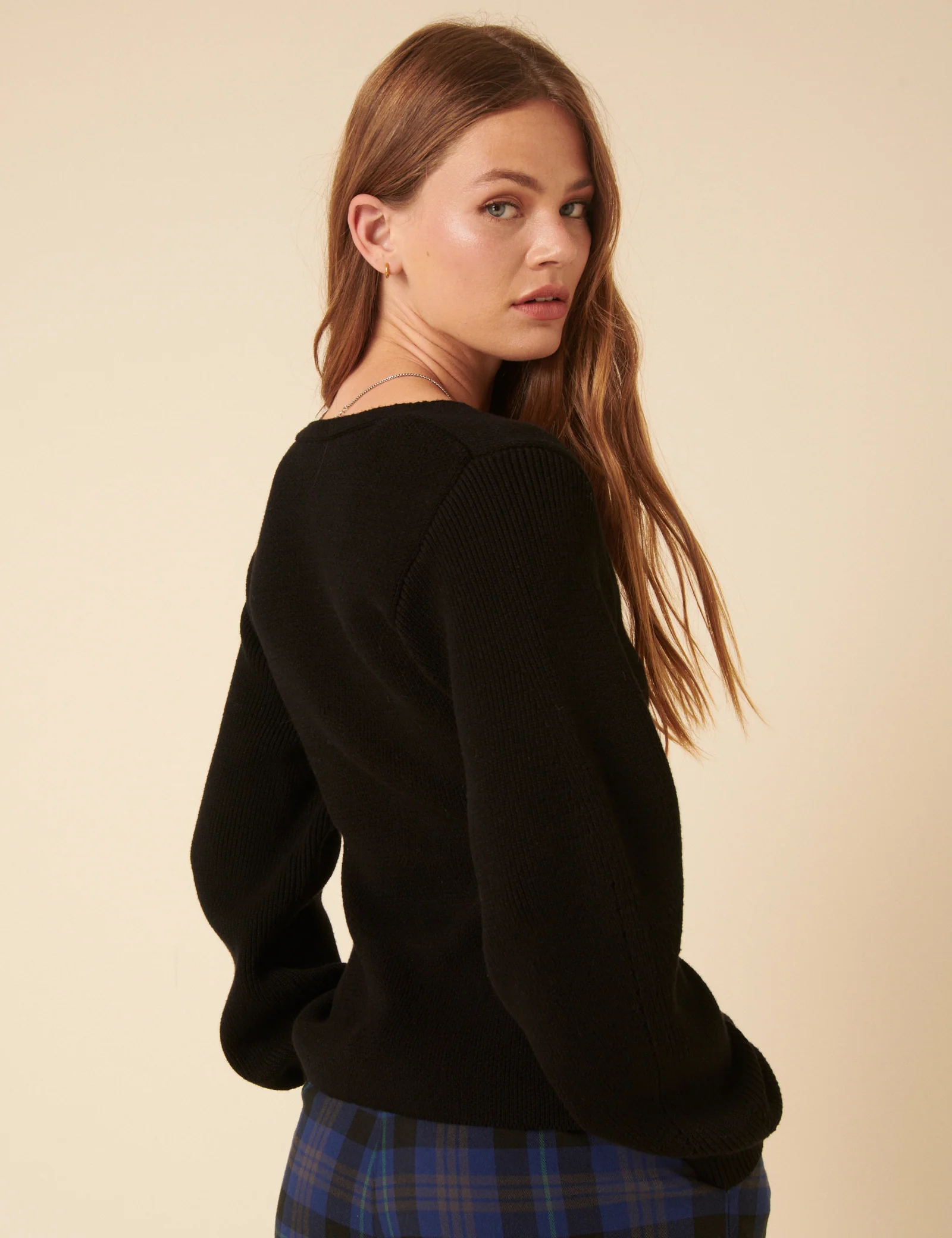 Black Longline Balloon Sleeve Cardigan - Image 4