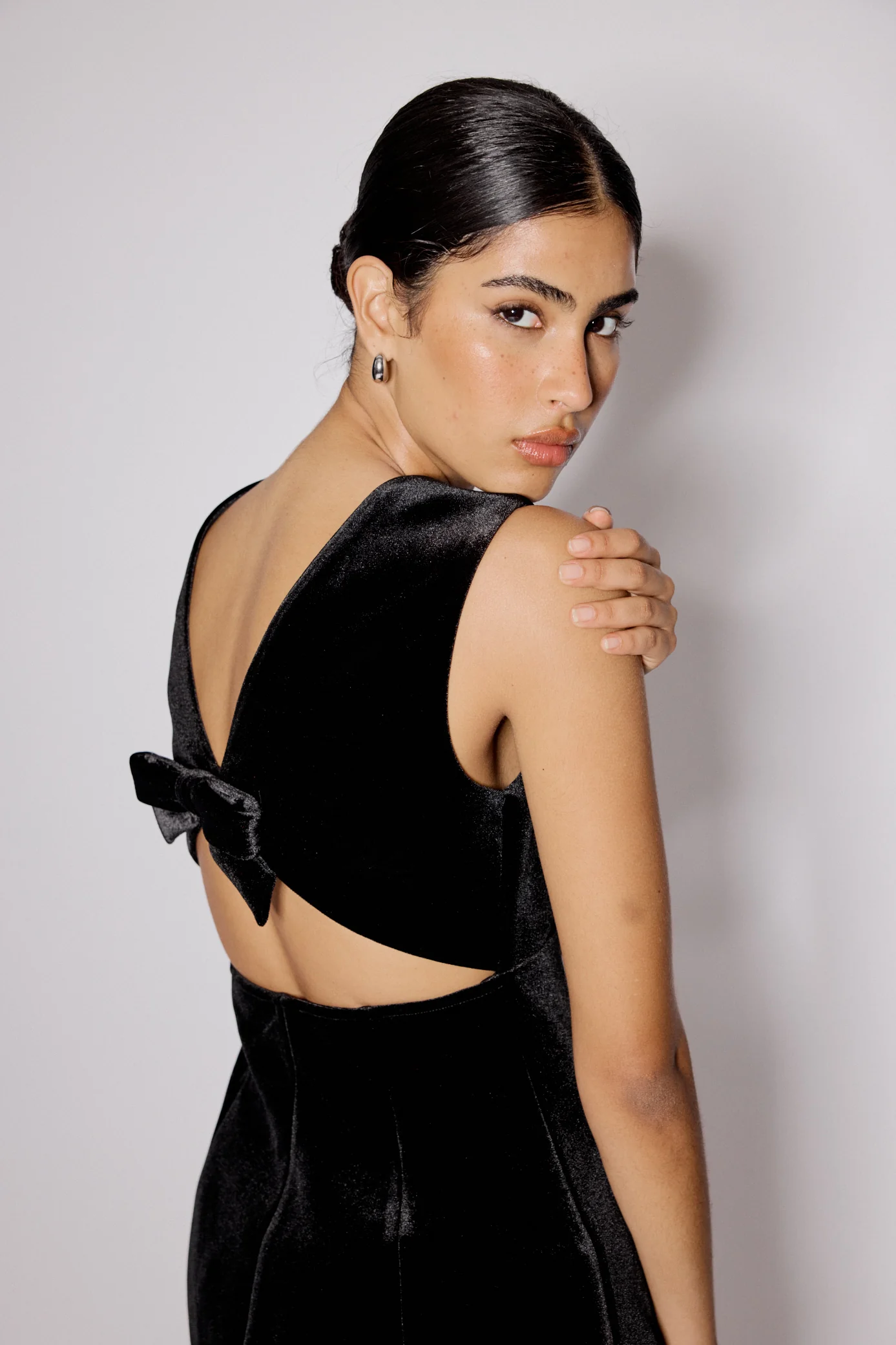 Black Velvet A-line Gemini Mini Dress - Image 4