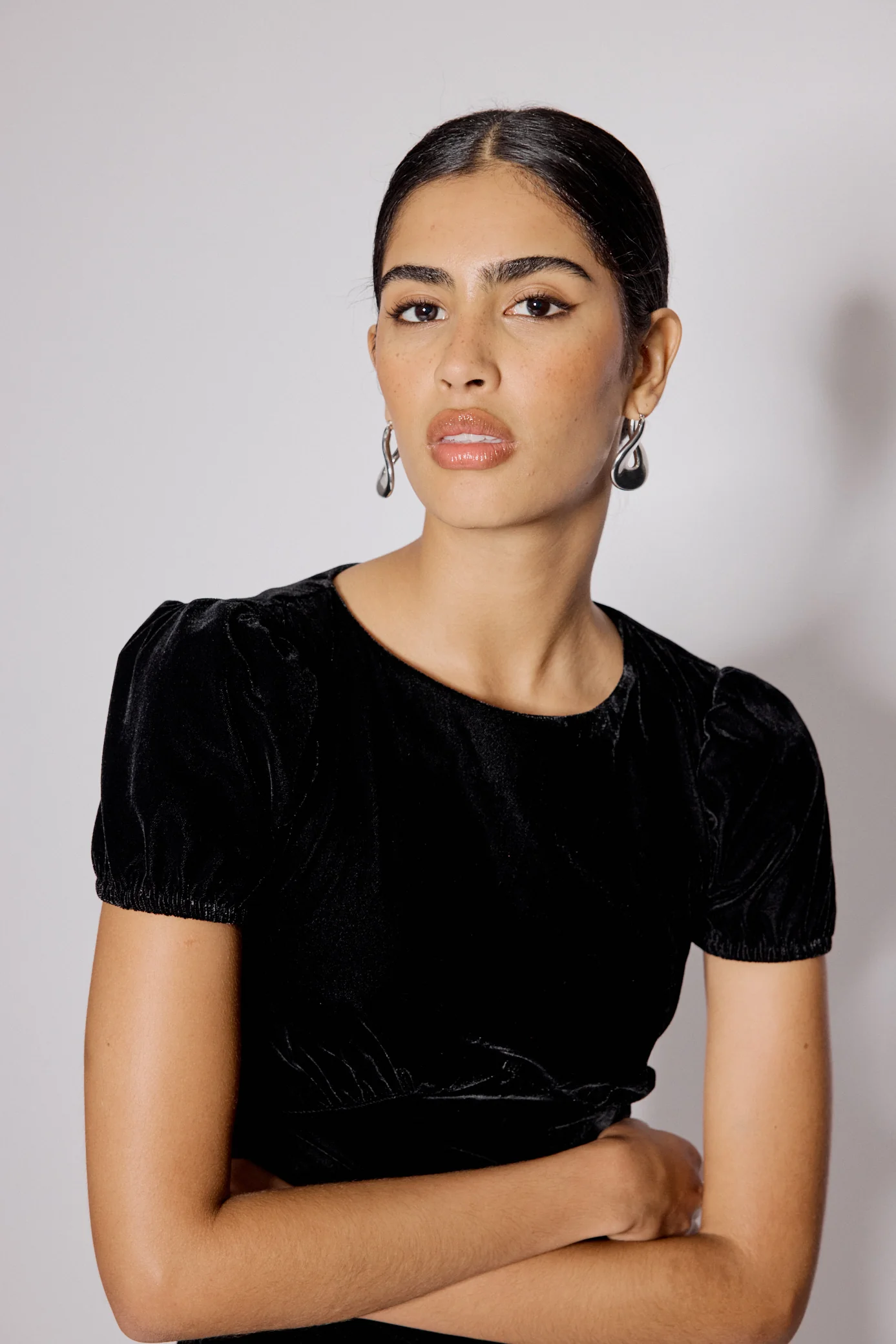 Black Velvet Frill Hem Cosmo Mini Dress - Image 4