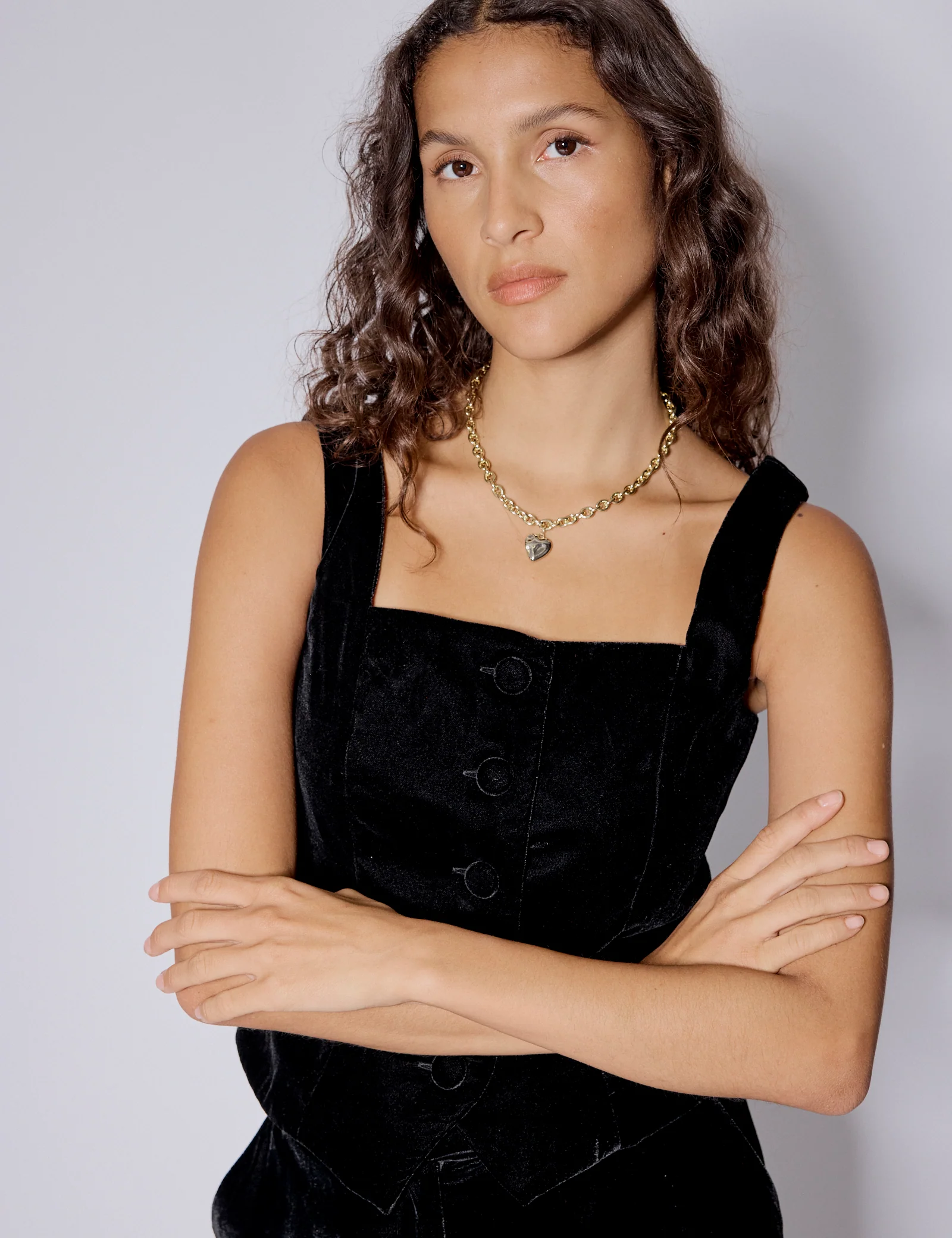 Black Velvet Square Neck Waistcoat - Image 3