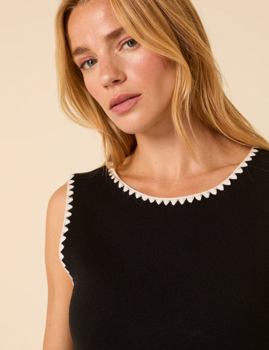 Black Whipstitch Knitted Mini Dress - Image 2