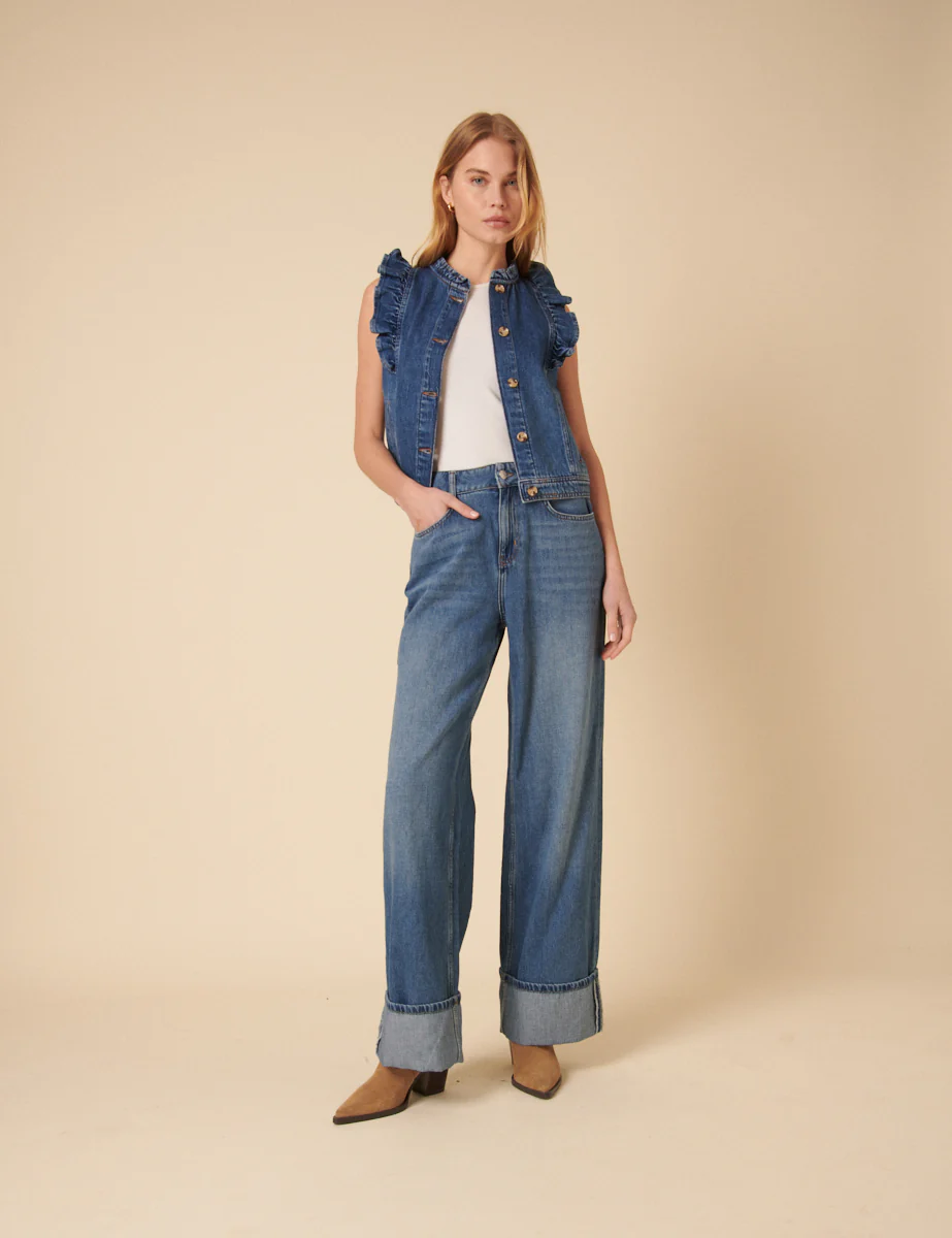 Blue Denim Frill Waistcoat - Image 3