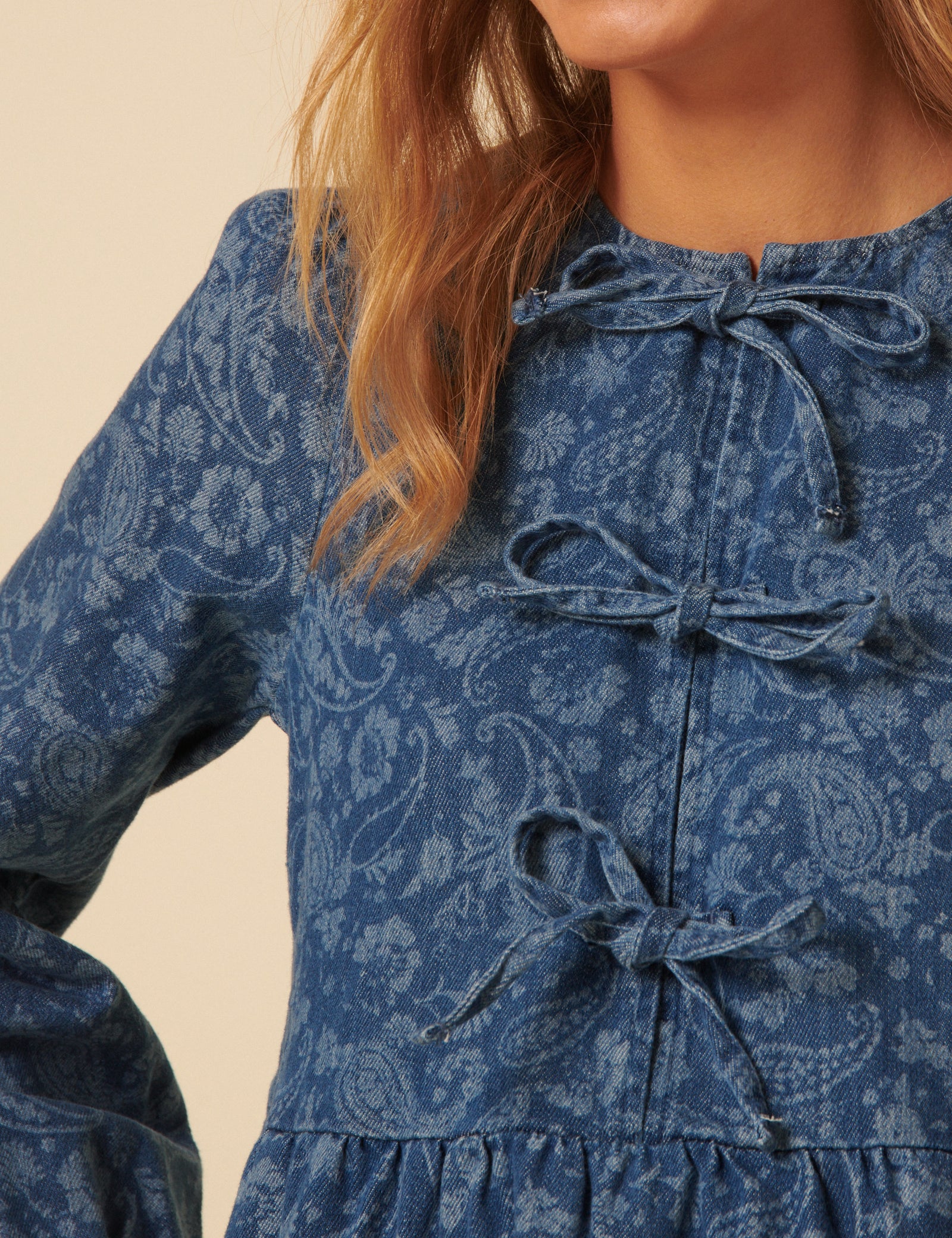 Blue Denim Paisley Eden Mini Dress - Image 4