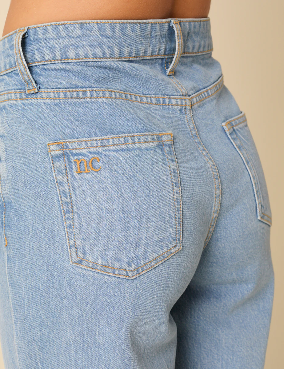 Blue High Rise Boyfriend Straight Leg Jeans - Image 4