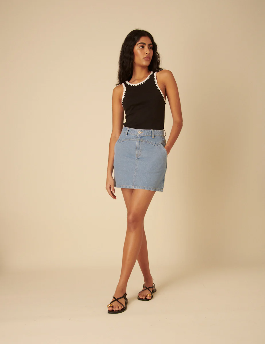 Blue Denim Western Mini Skirt - Image 3