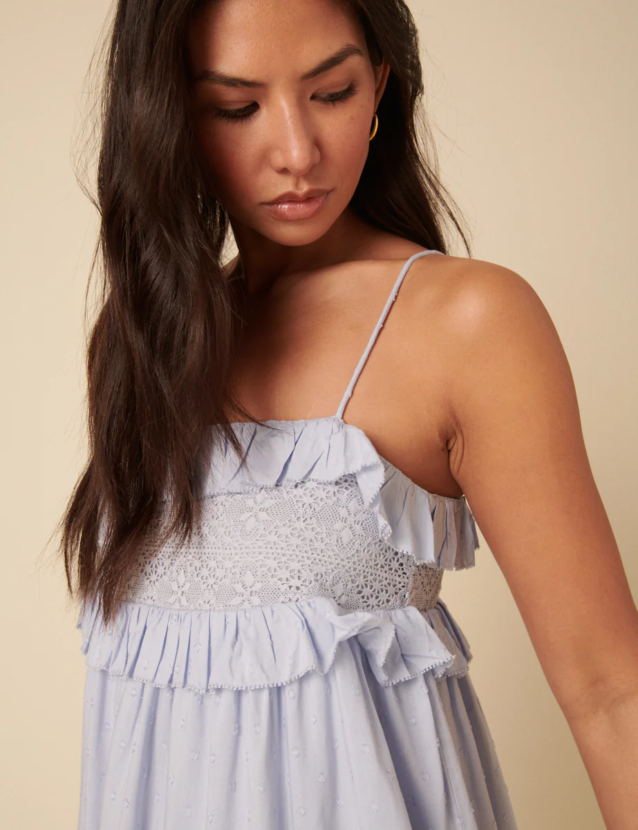 Blue Embroidered Florian Mini Dress - Image 5