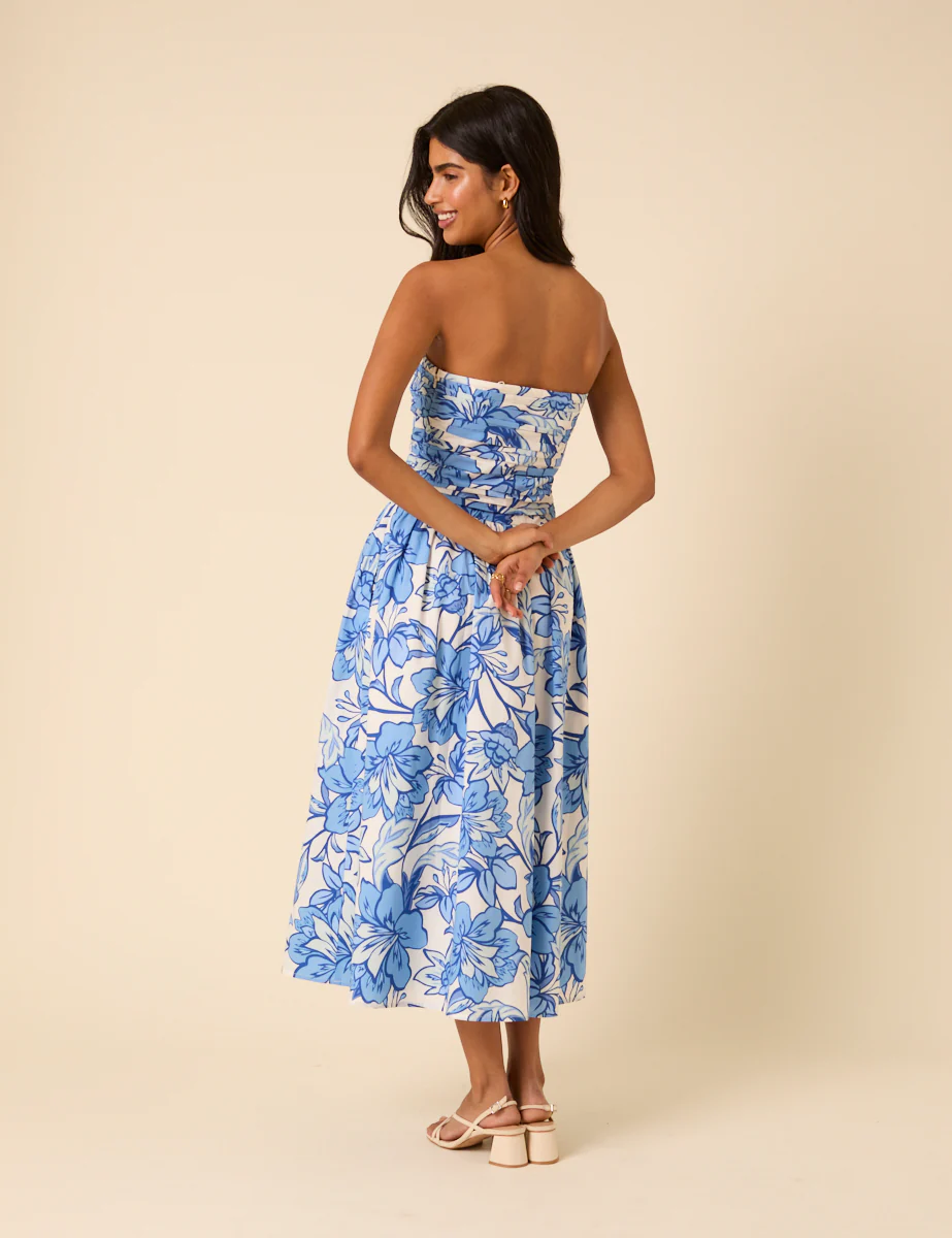 Blue Floral Bandeau Felicity Midi Dress - Image 5