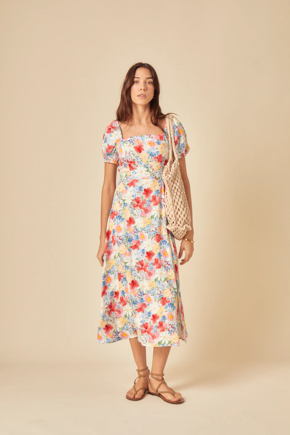 Blue Floral Leith Midi Dress