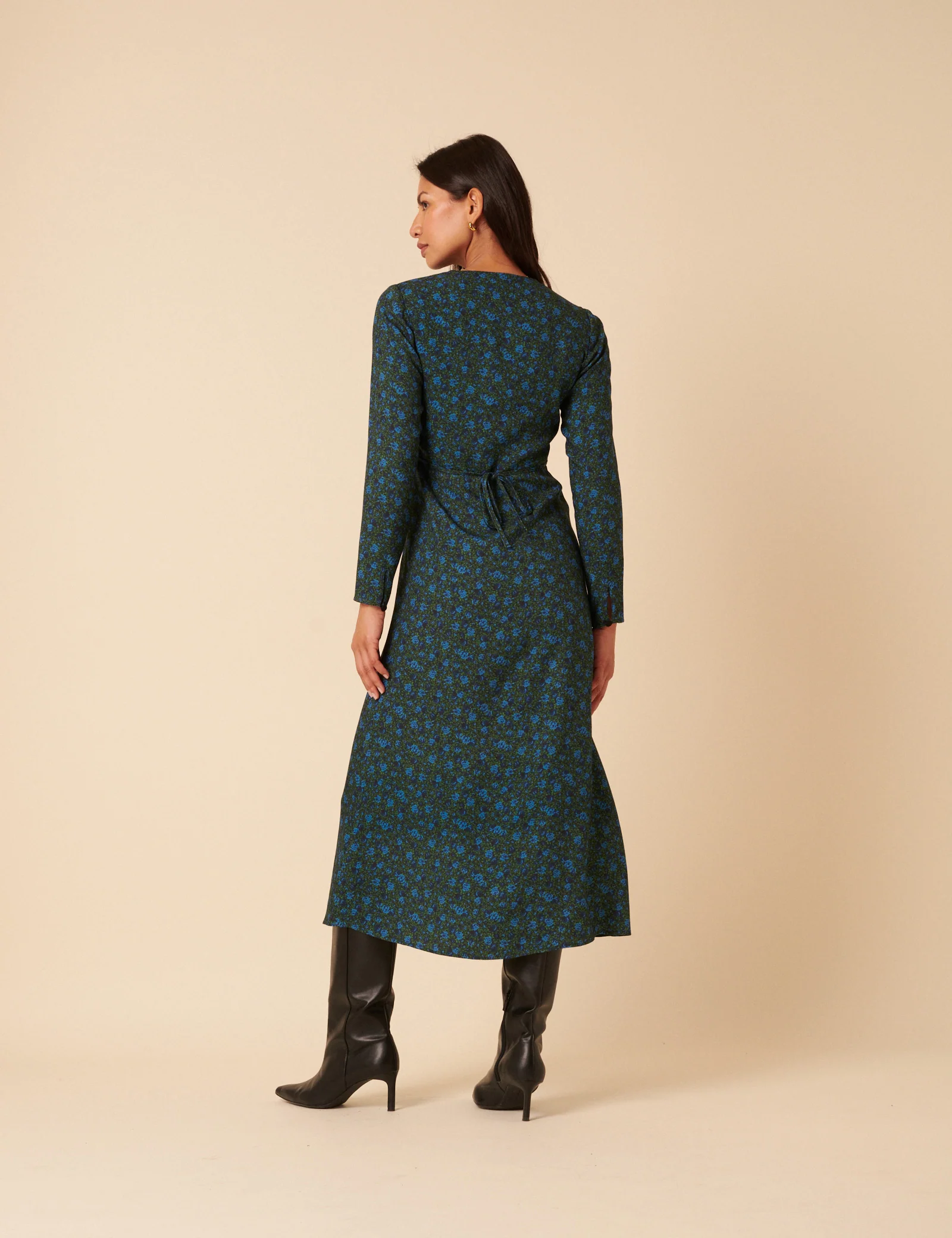 Blue & Green Floral Lace Aida Midi Dress - Image 5