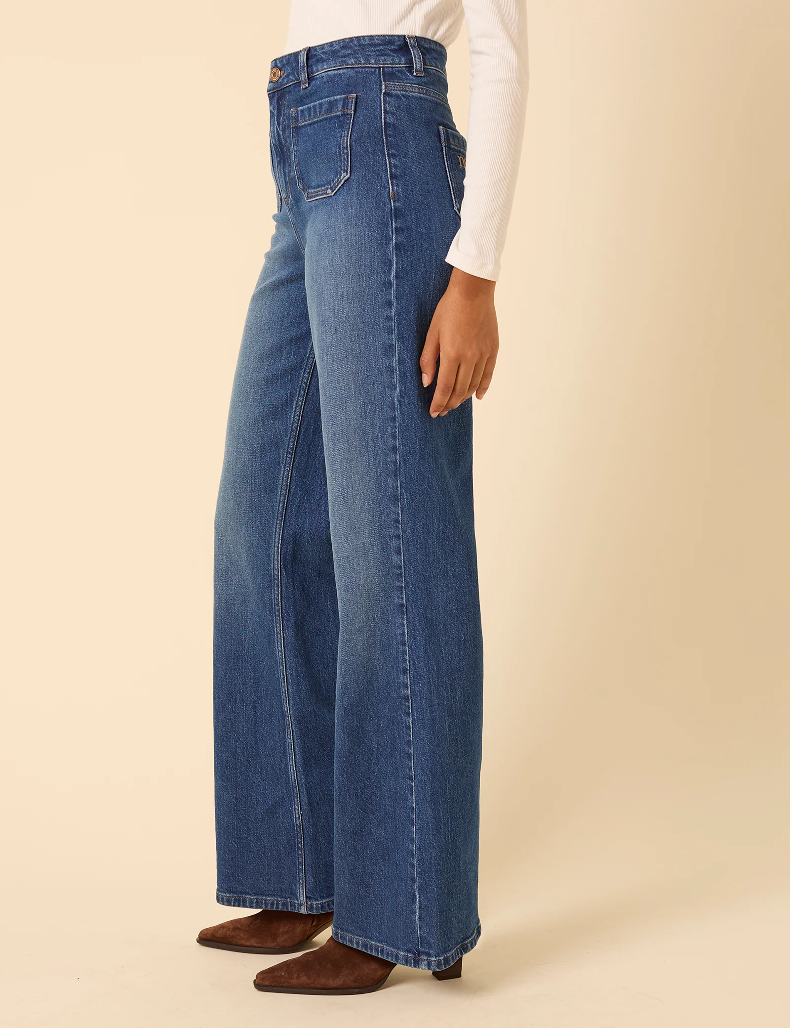 Blue High Rise Highbury Flare Jeans - Image 4