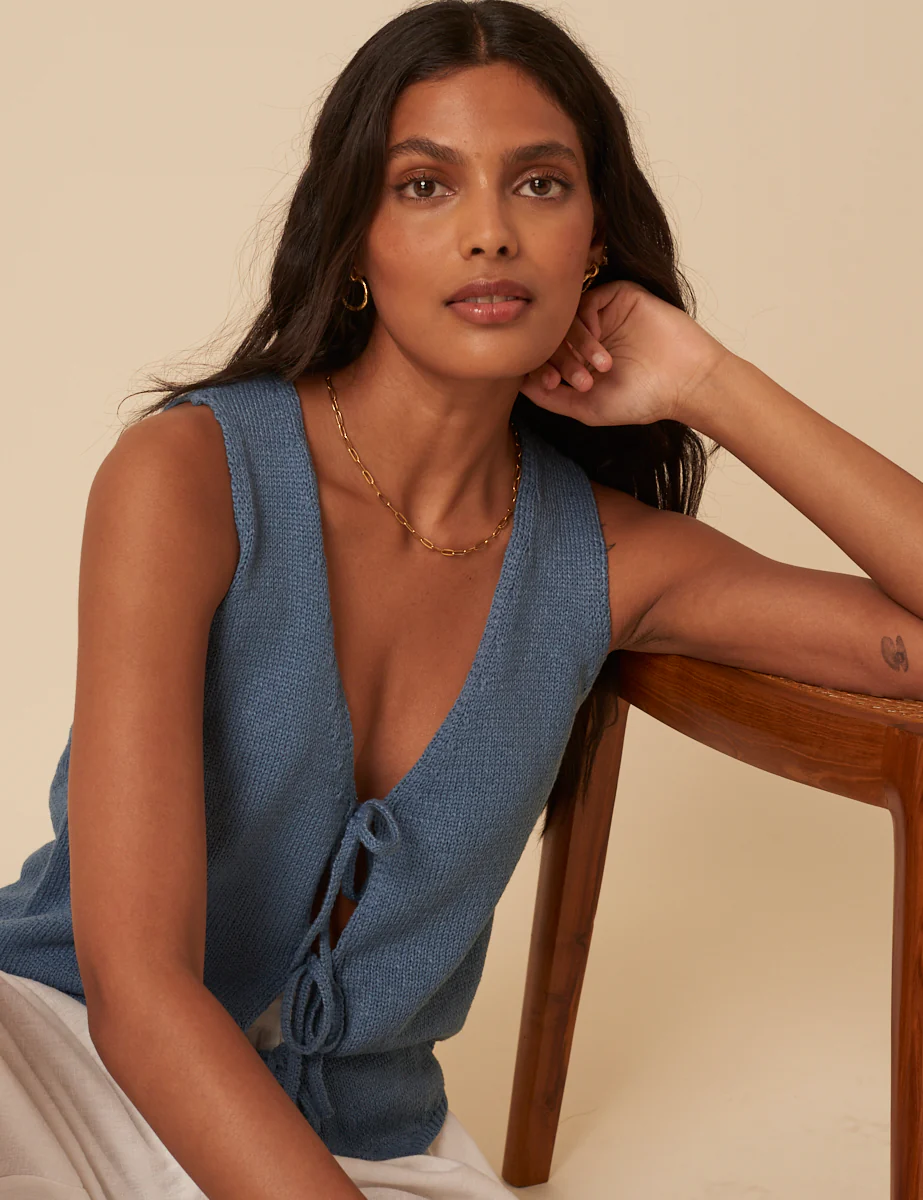 Blue Knitted Waistcoat - Image 5