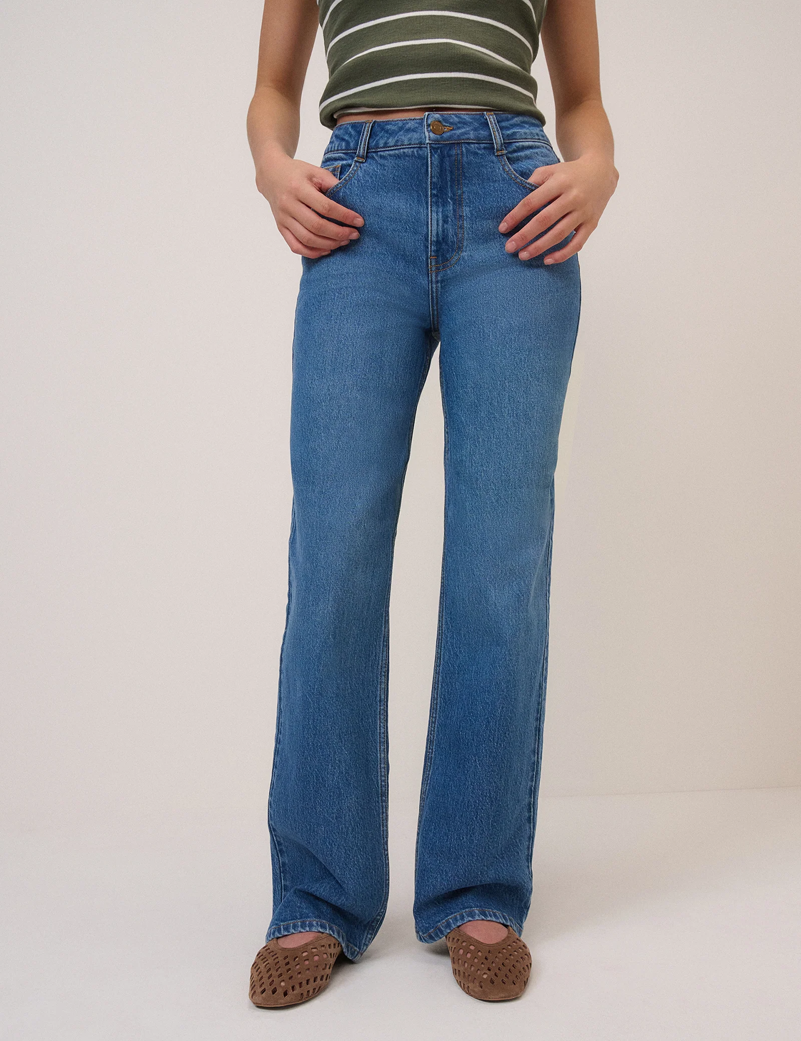 Blue High Rise Kingston Straight Leg Jeans - Image 4