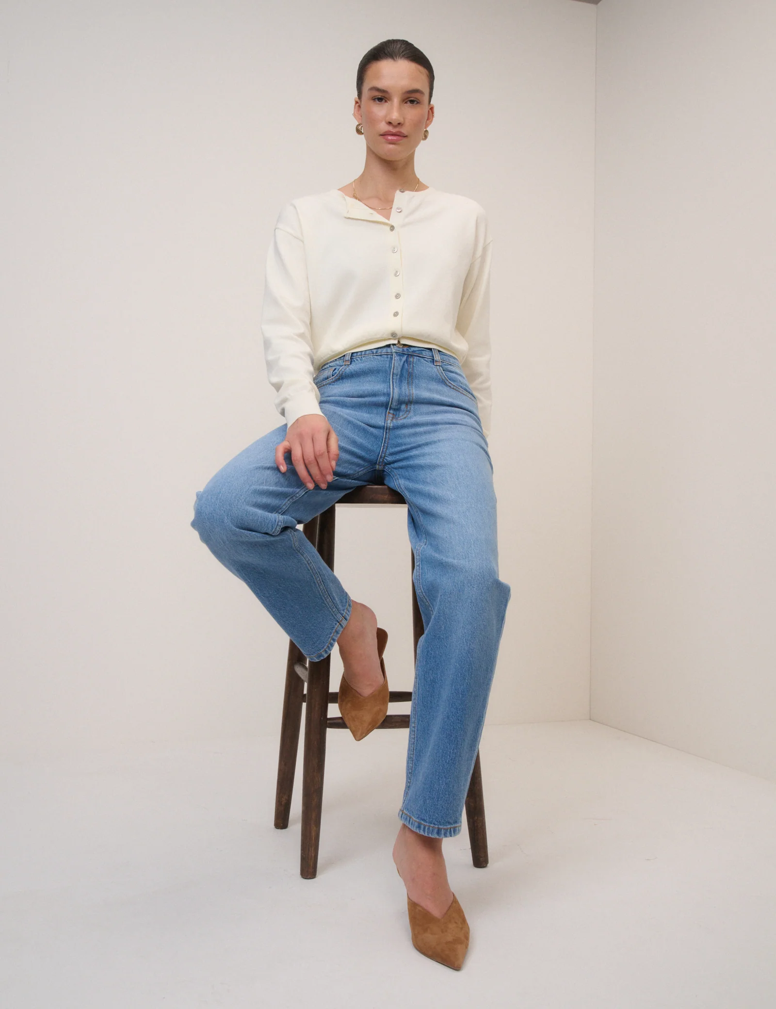 Blue Mid Rise Camden Tapered Jeans - Image 4