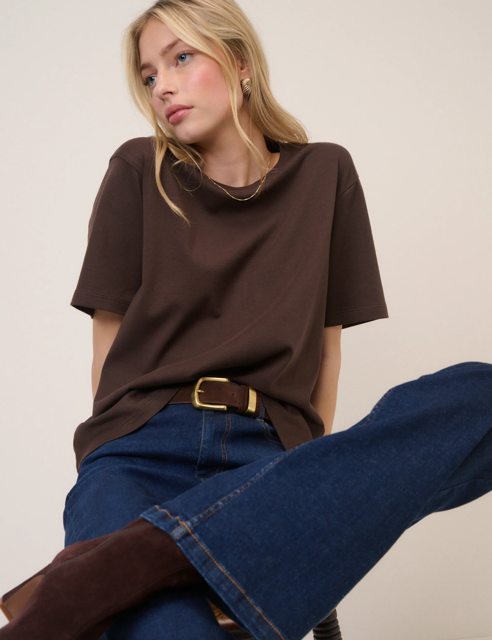 Chocolate Brown Boxy Fit T-Shirt - Image 4