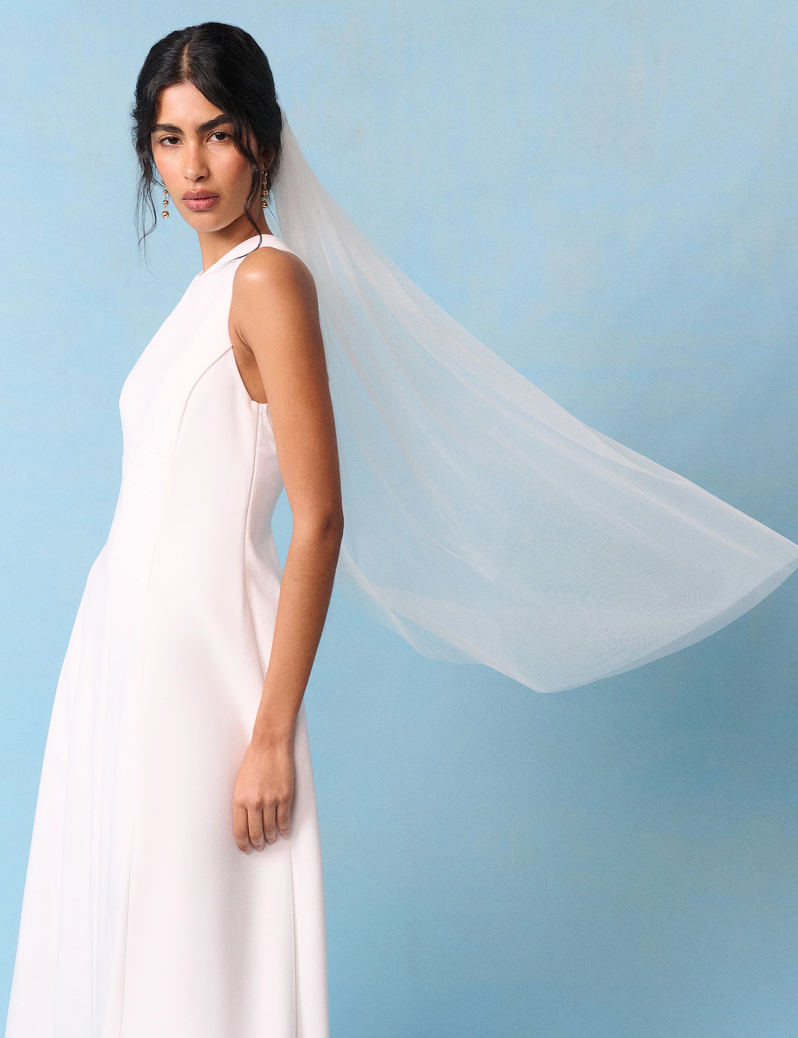 Bridal Ivory Crepe Cross Back Antonia Midi Dress - Image 2
