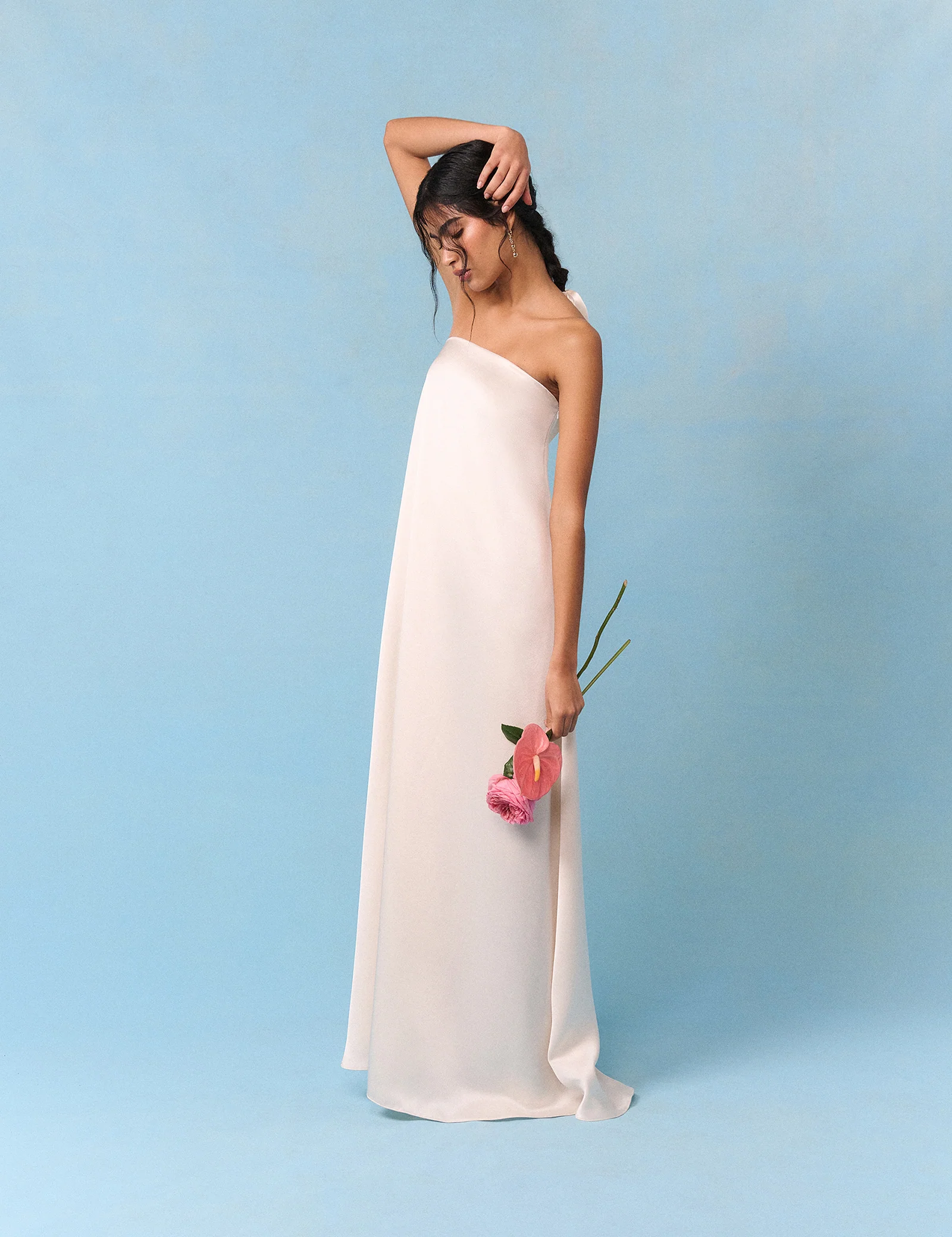 Bridal Ivory Satin Bandeau Eira Maxi Dress - Image 5