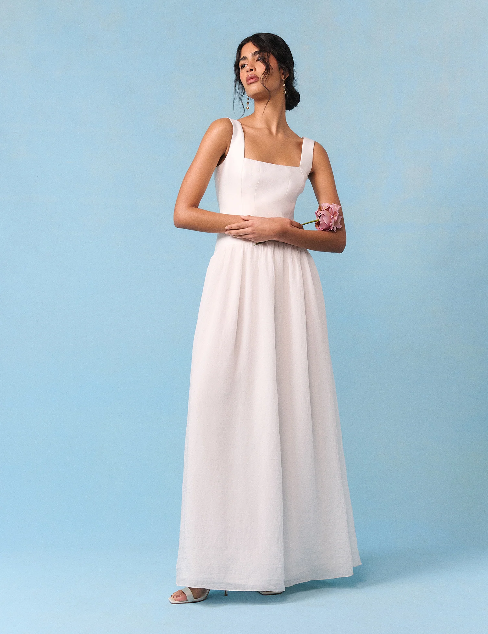 Bridal Ivory Corset Maxi Honey Midi Dress - Image 3
