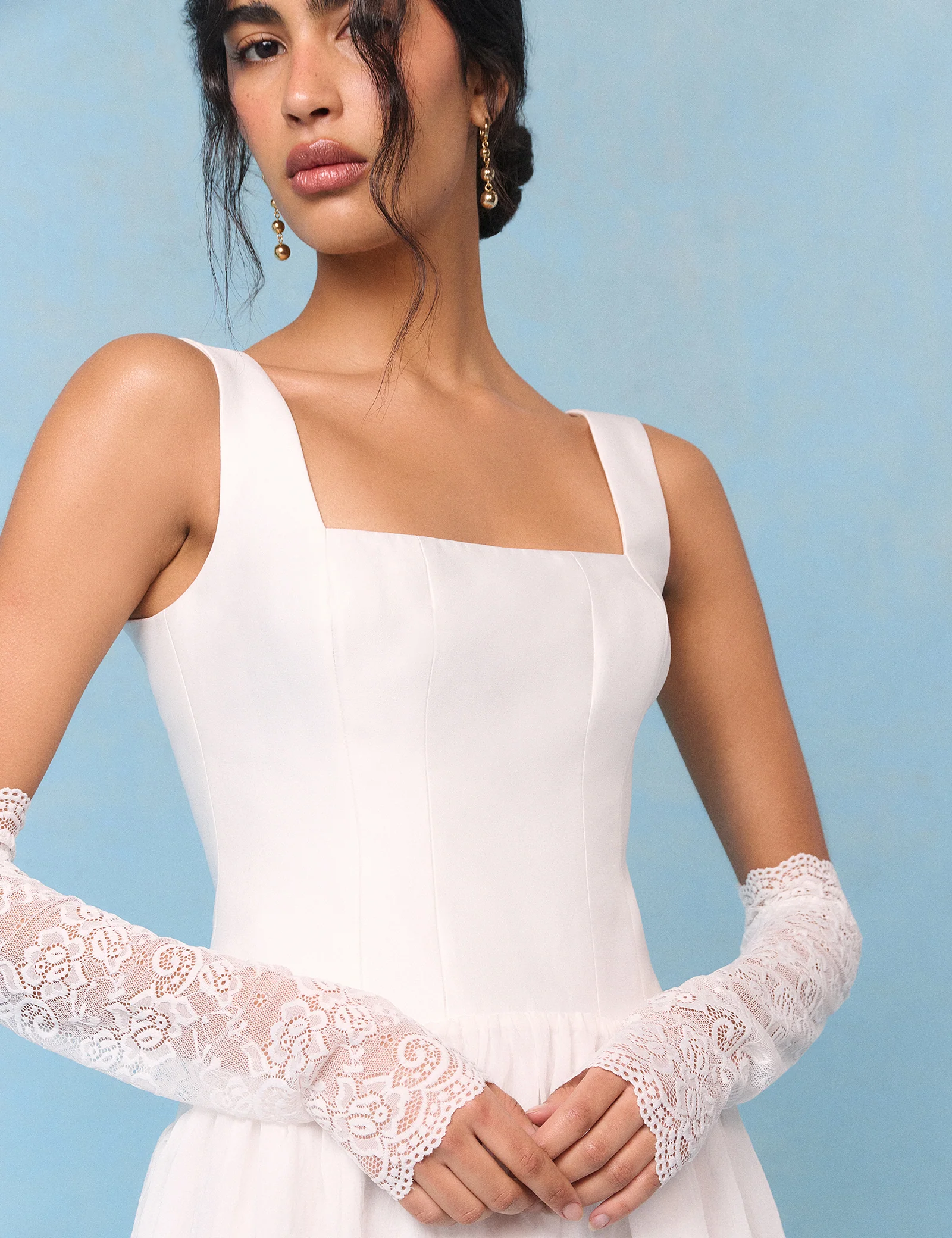 Bridal Ivory Corset Maxi Honey Midi Dress - Image 4