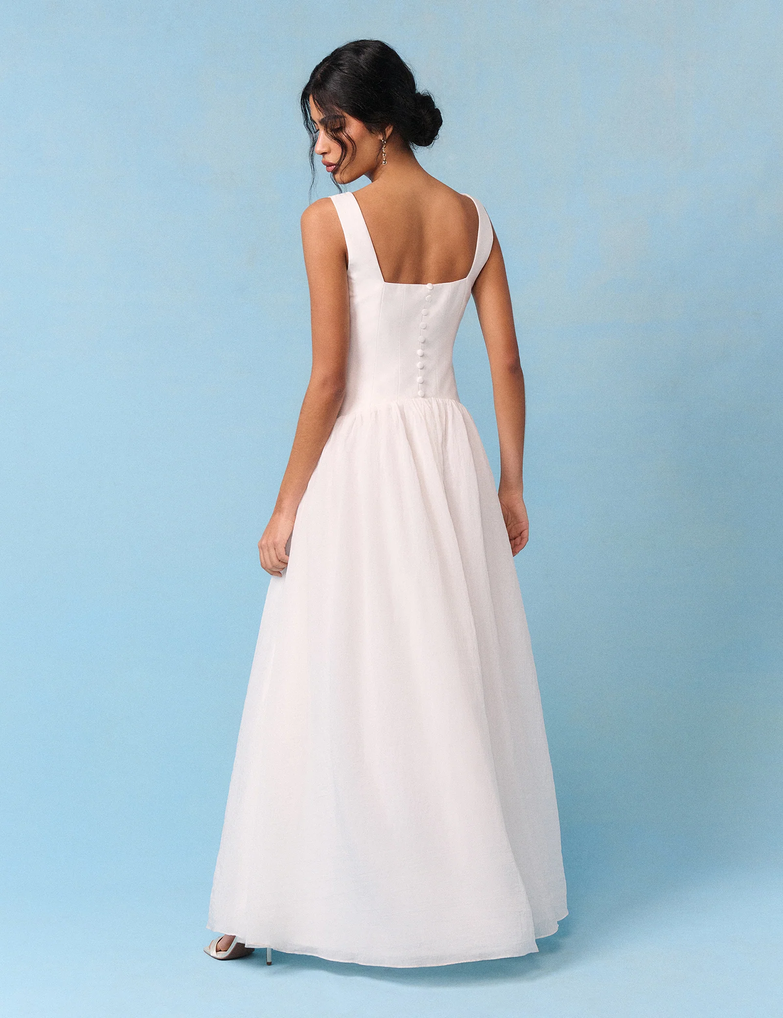 Bridal Ivory Corset Maxi Honey Midi Dress - Image 5